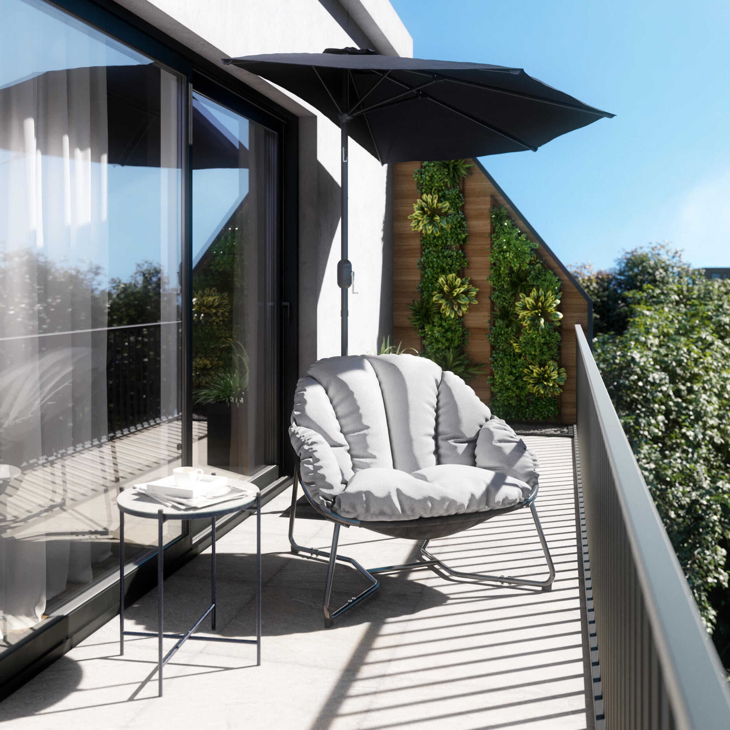 Parasol balkonowy przyścienny półkole Arkea 270x135x235 cm antracyt Naterial - 3