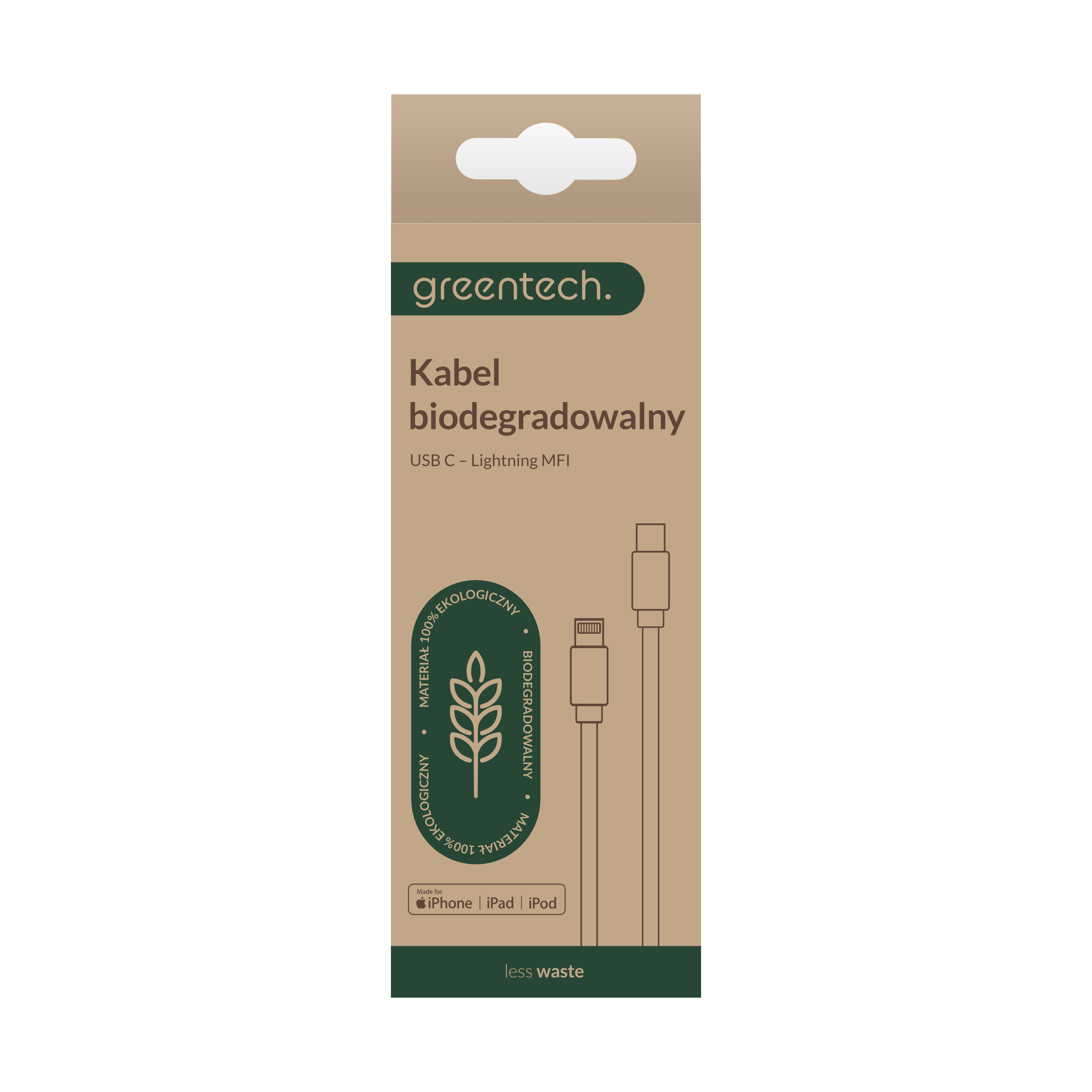 Kabel USB C / Lightning biodegradowalny 1 m DPM - 5