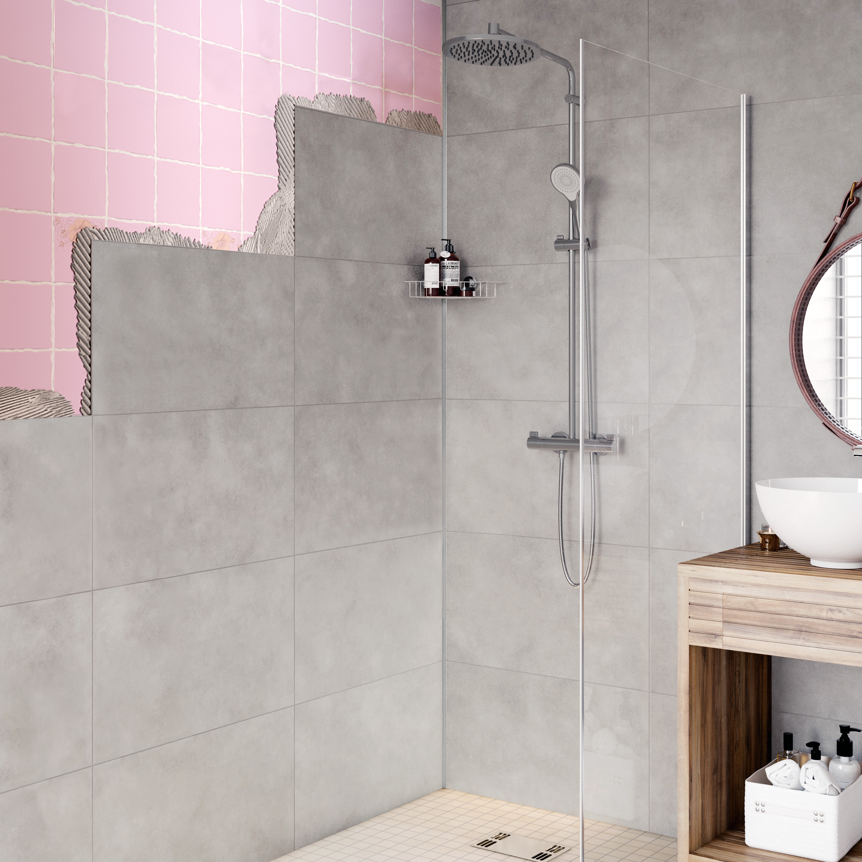 Panele winylowe ścienne wodoodporne do łazienki Beton Ciemny Szary 70 x 40 cm 2.24m2 Artens - 6