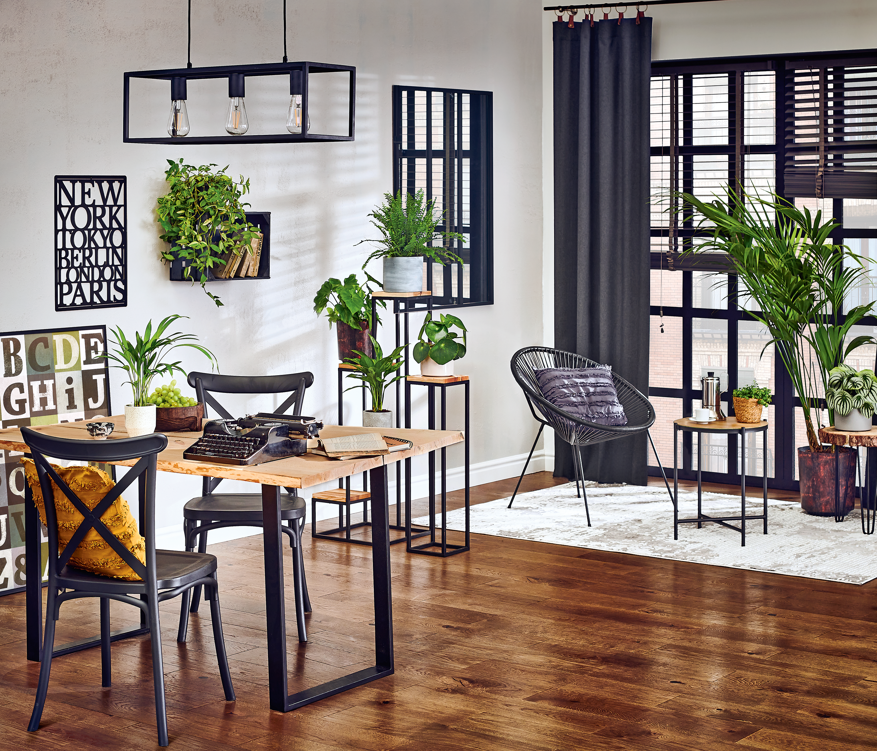 Lampa wisząca Eldrick czarna 3 x E27 Inspire - 3