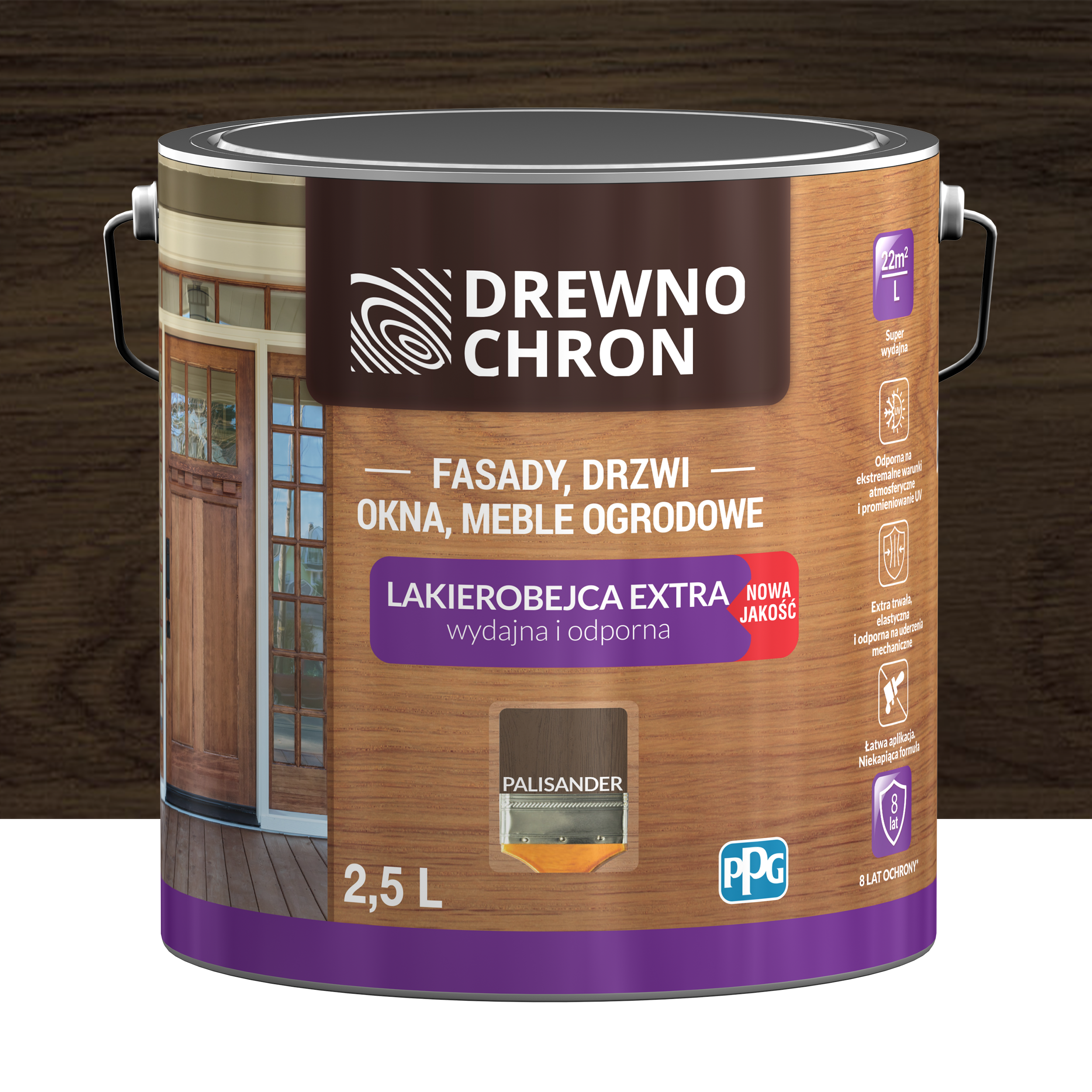 Lakierobejca do drewna 2.5 l Palisander Drewnochron