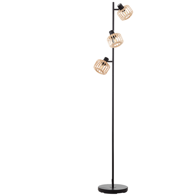 Lampa podłogowa Pecan czarno-beżowa 3 x E14 Inspire