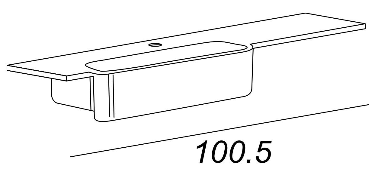 Lavabo d'appoggio rettangolare Florida L 100.3 x H 13 x P 42 cm in resina bianco - 3