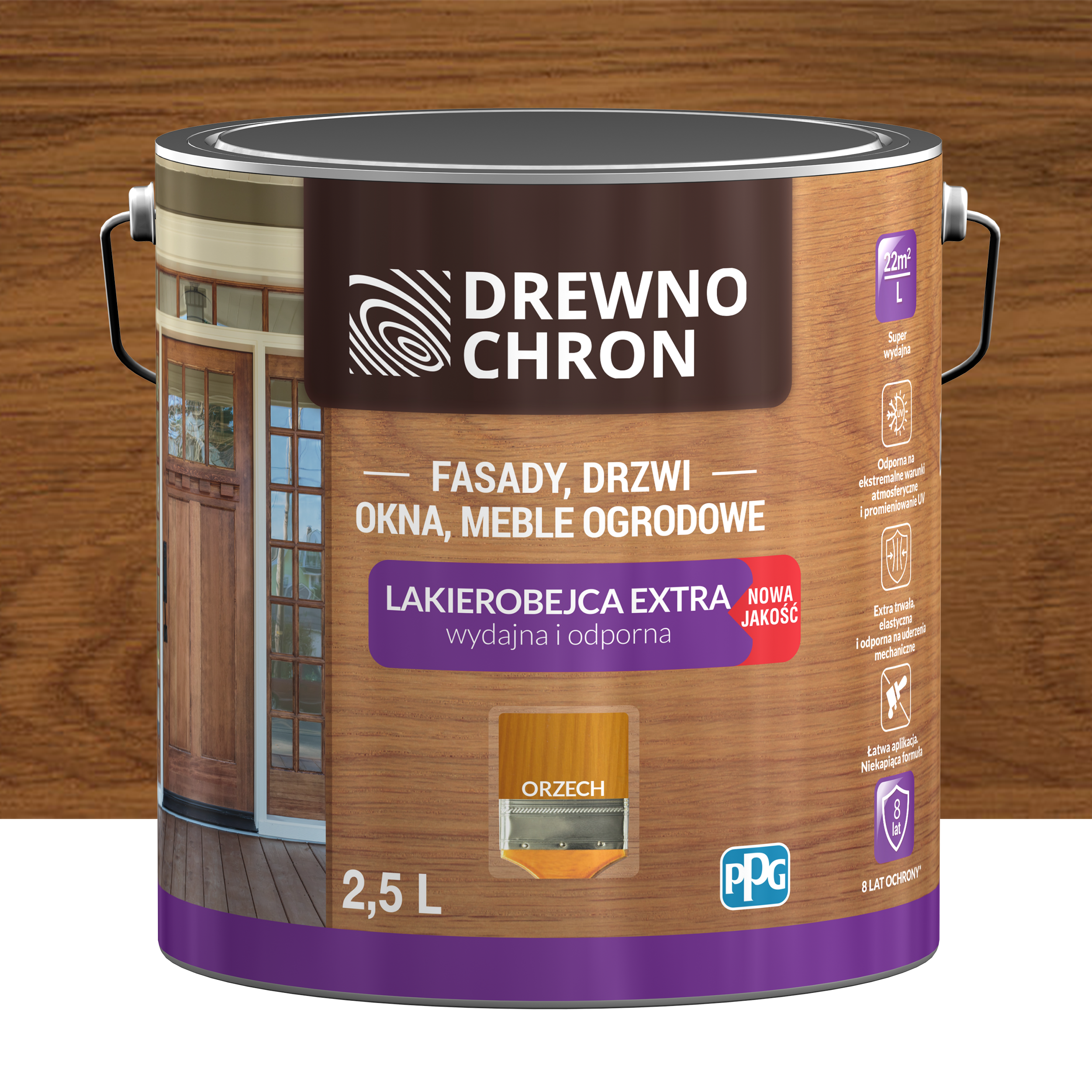 Lakierobejca do drewna 2.5 l Orzech Jasny Drewnochron