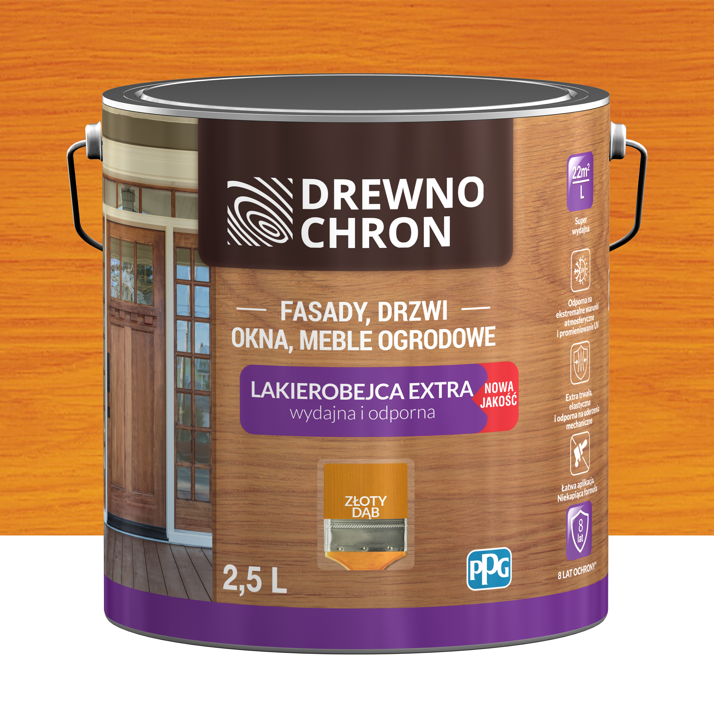 Lakierobejca do drewna 2.5 l Złoty Dąb Drewnochron