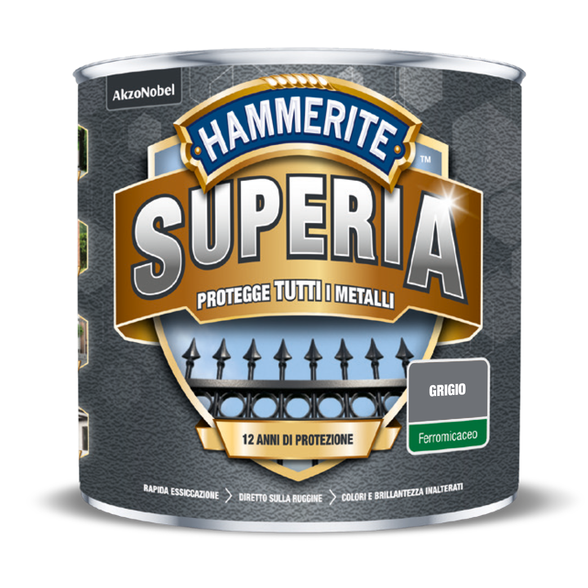 Vernice da esterno antiruggine per ferro HAMMERITE Superia grigio opaco, 2.5 l - 4