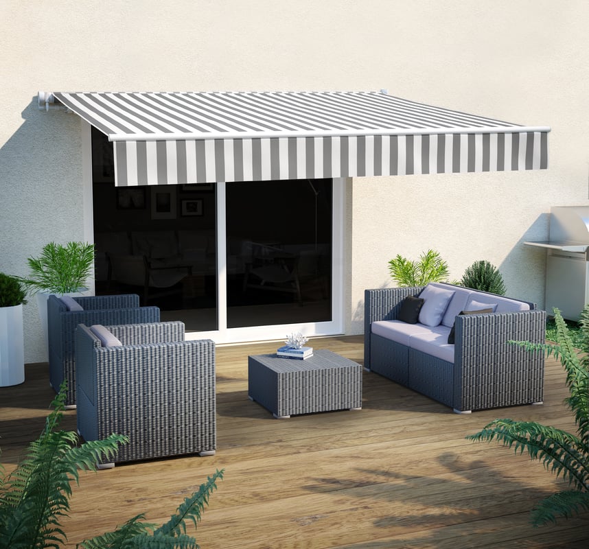 Markiza tarasowa manualna 2.95 x 2 metry Calima biało-szara Naterial