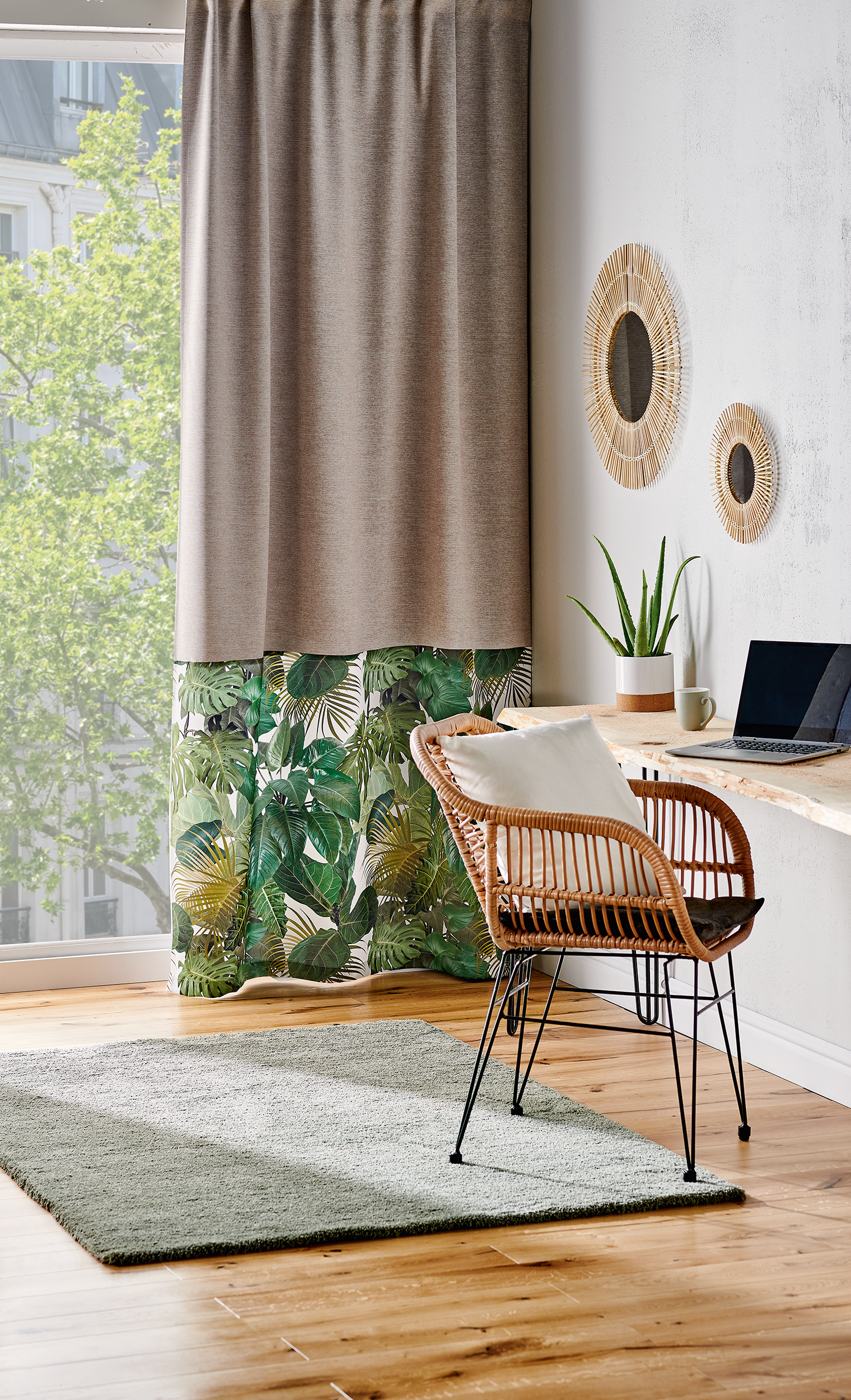 Alfombra  poliéster tejido plano INSPIRE Tony  verde sage  lavable en lavadora 120x170cm - 9