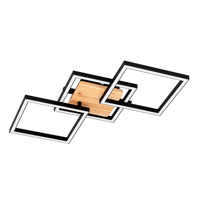Plafon Rog czarny z drewnem LED Inspire
