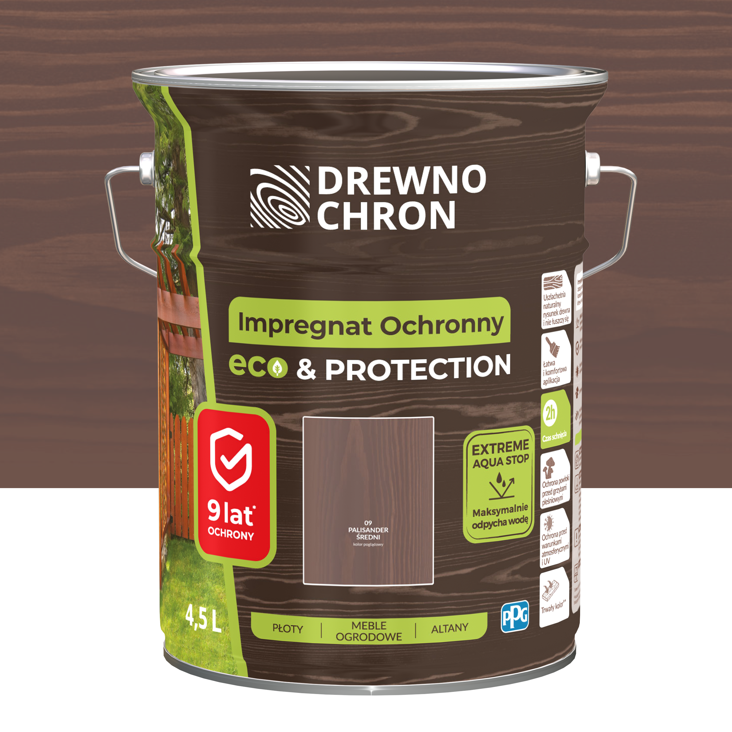 Impregnat do drewna Drewnochron Eco&amp;Protection 4.5 l Palisander średni