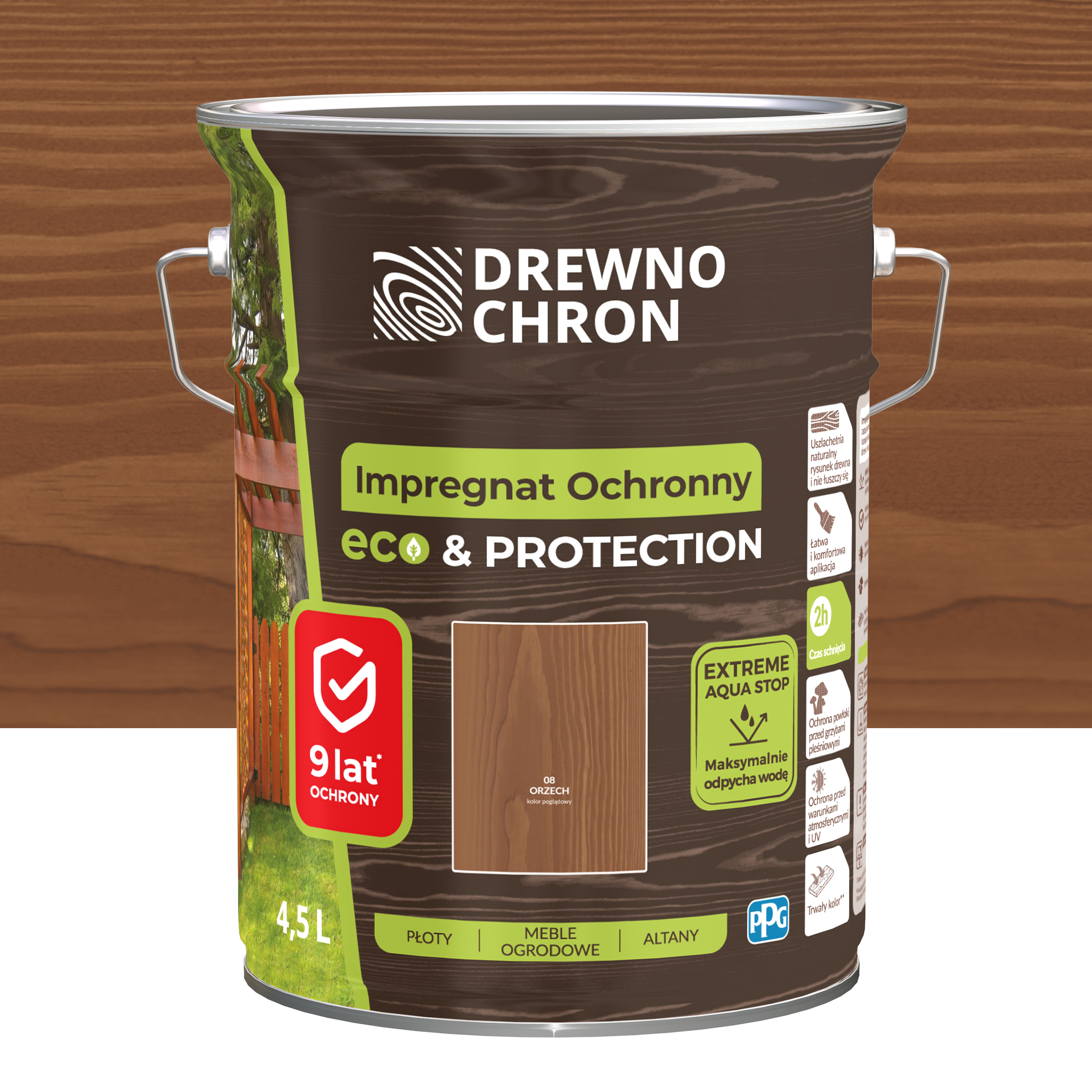 Impregnat do drewna Drewnochron Eco&amp;Protection 4.5 l Orzech