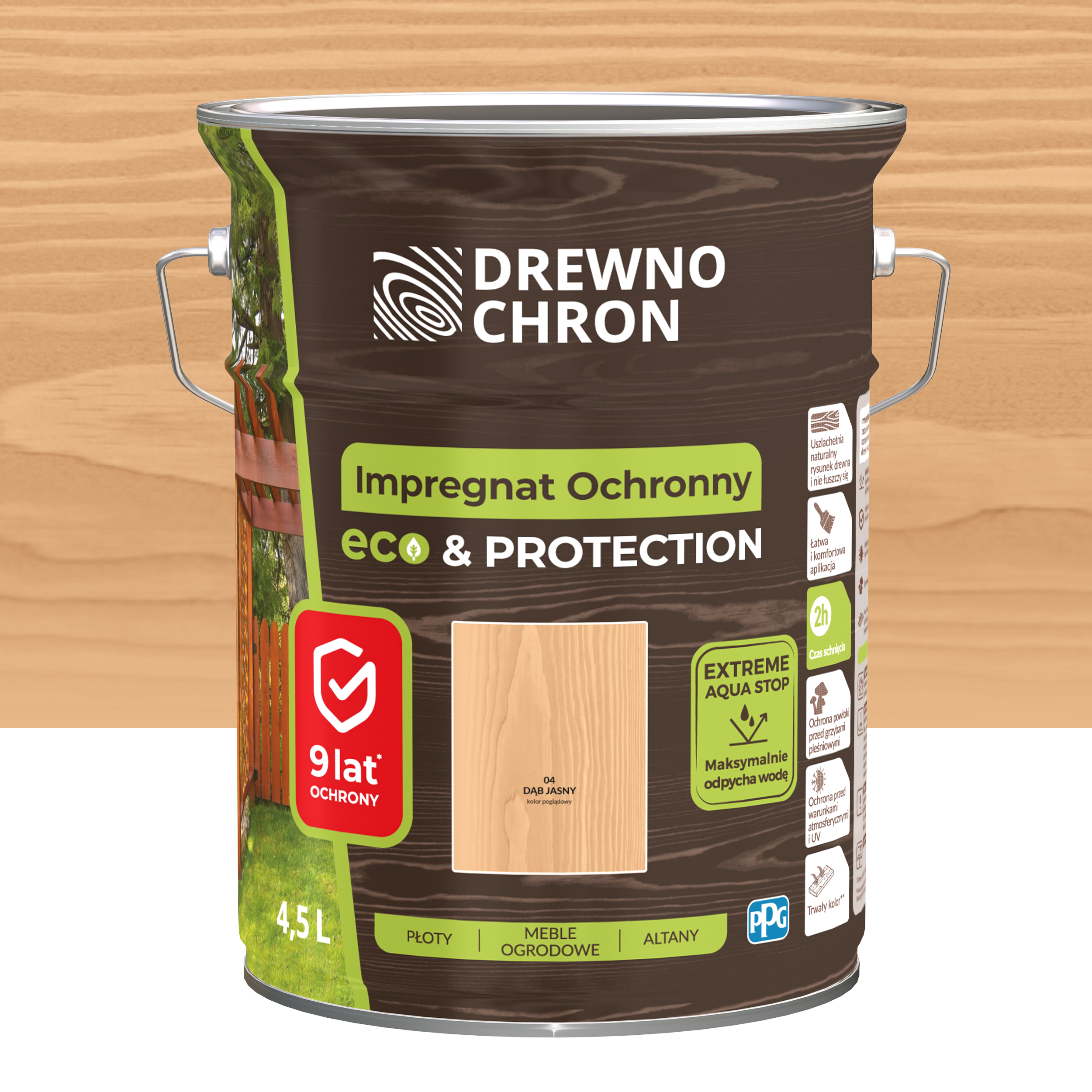Impregnat do drewna Drewnochron Eco&amp;Protection 4.5 l Dąb