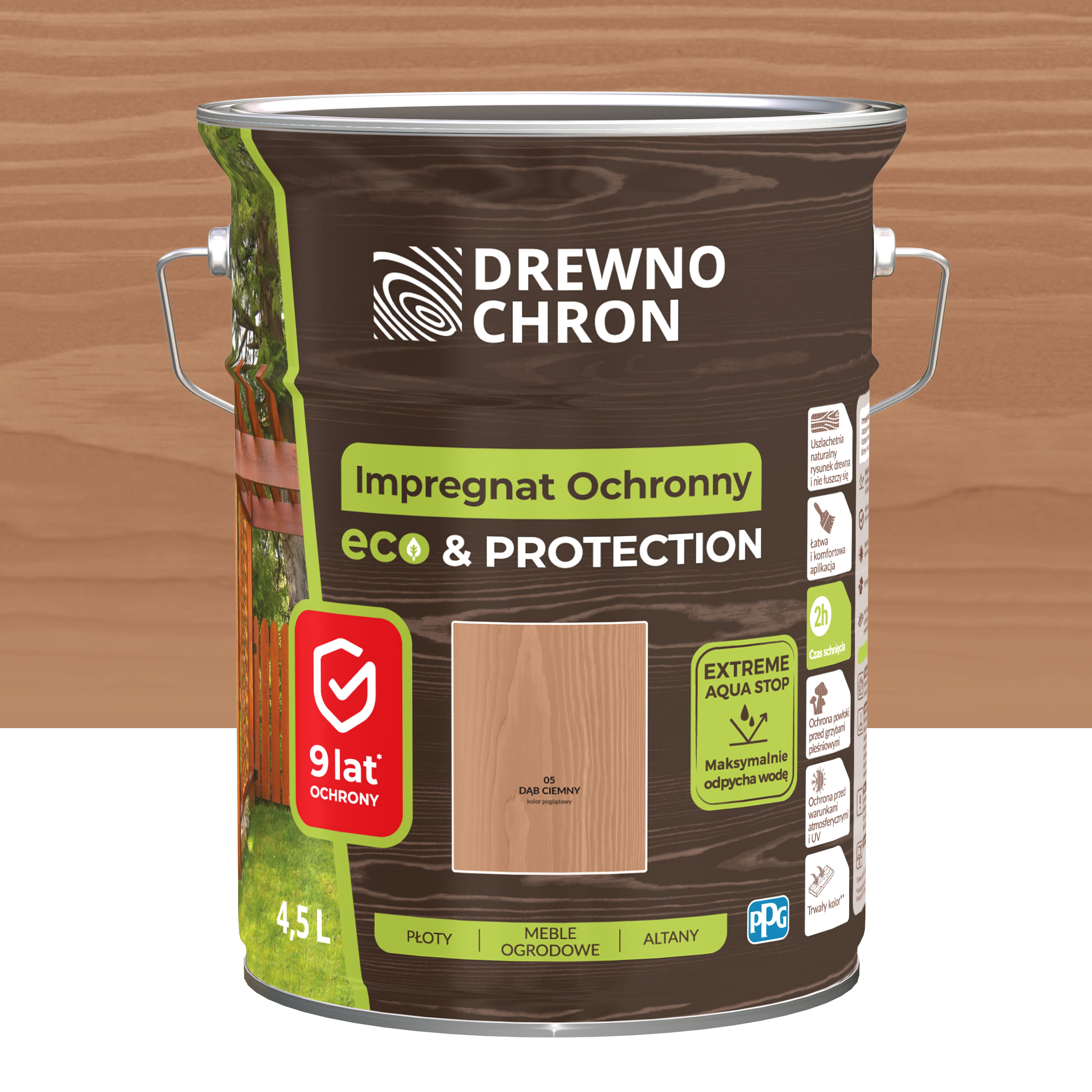 Impregnat do drewna Drewnochron Eco&amp;Protection 4.5 l Ciemny dąb