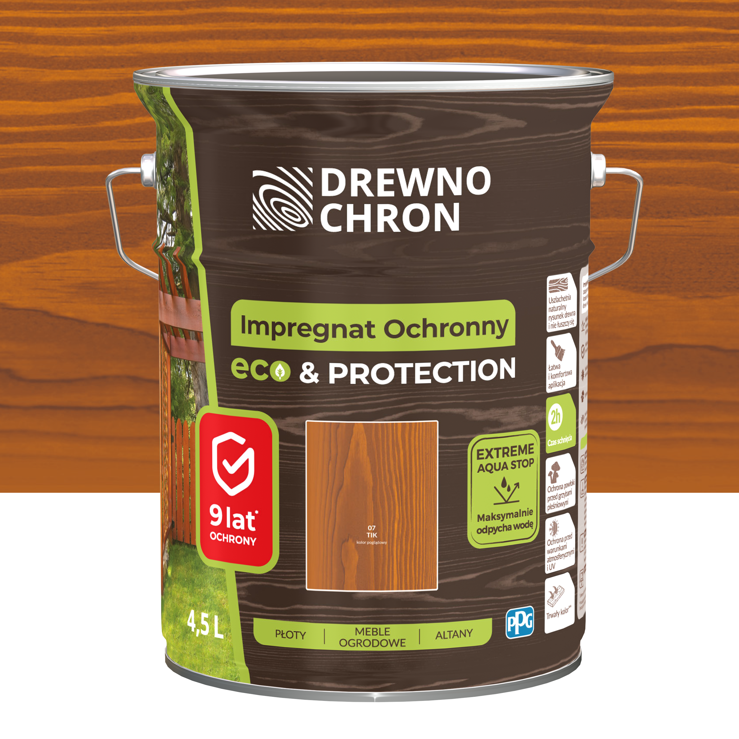 Impregnat do drewna Drewnochron Eco&amp;Protection 4.5 l Teak