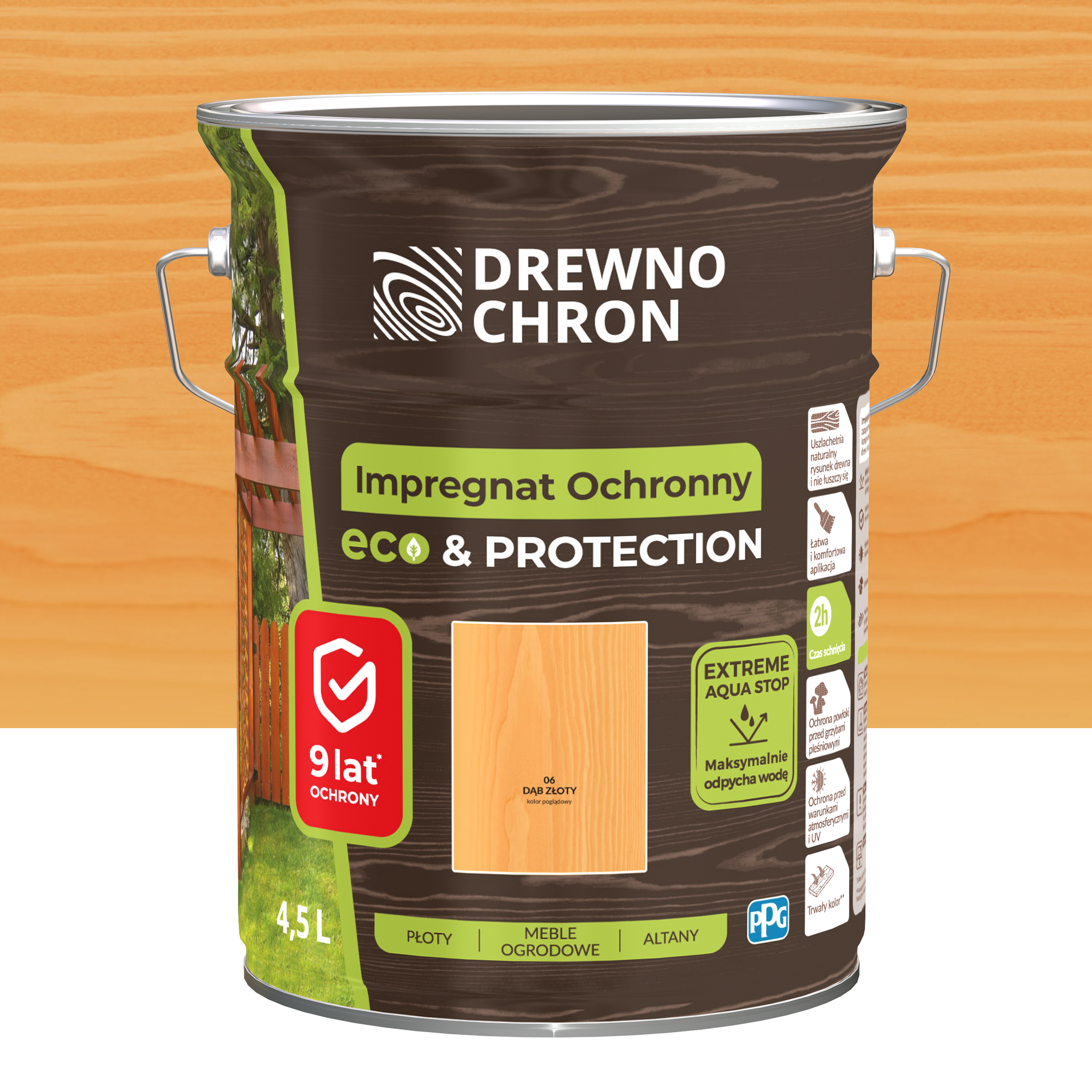 Impregnat do drewna 4.5 l Złoty dąb Drewnochron