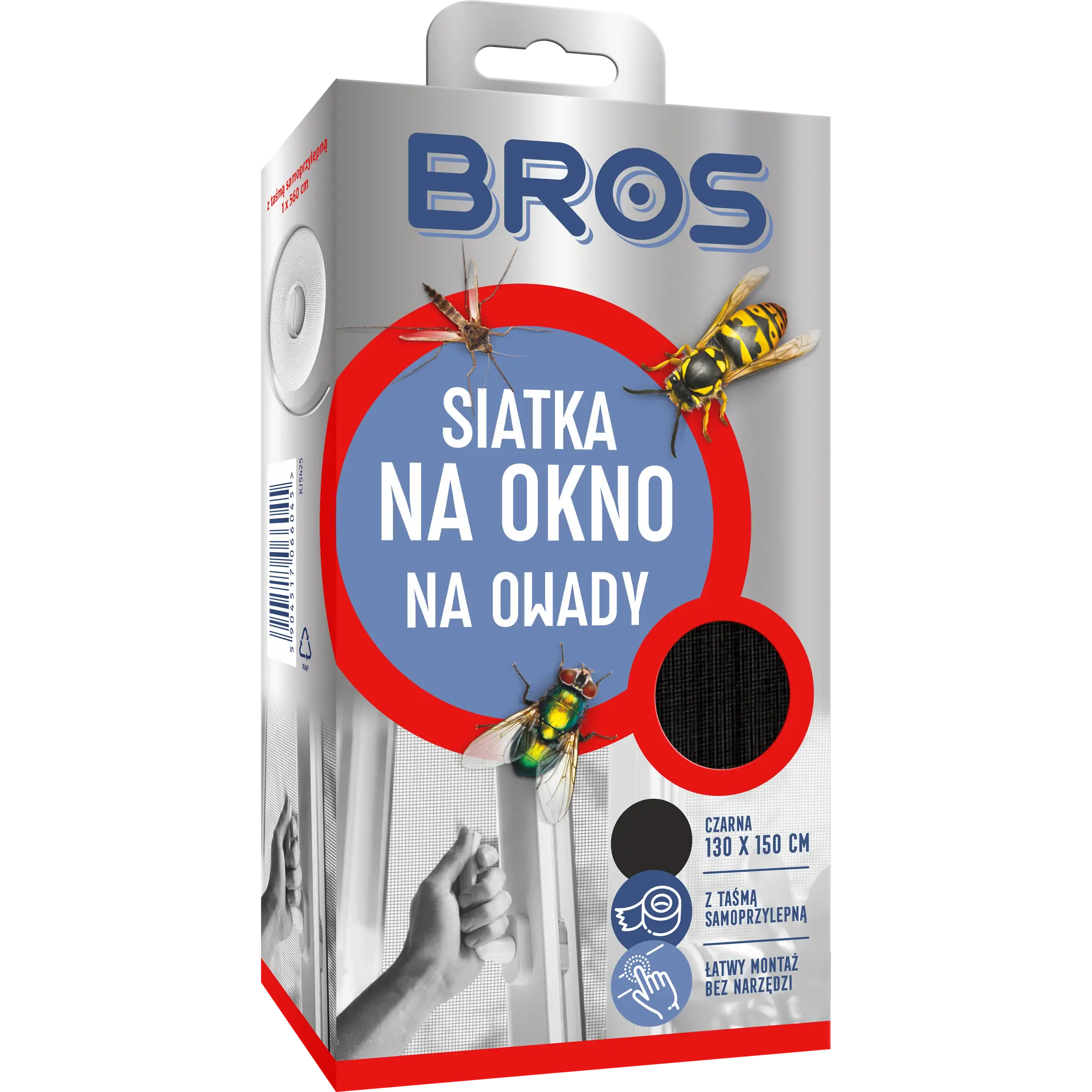 Moskitiera na okno 130x150 cm Czarna Bros