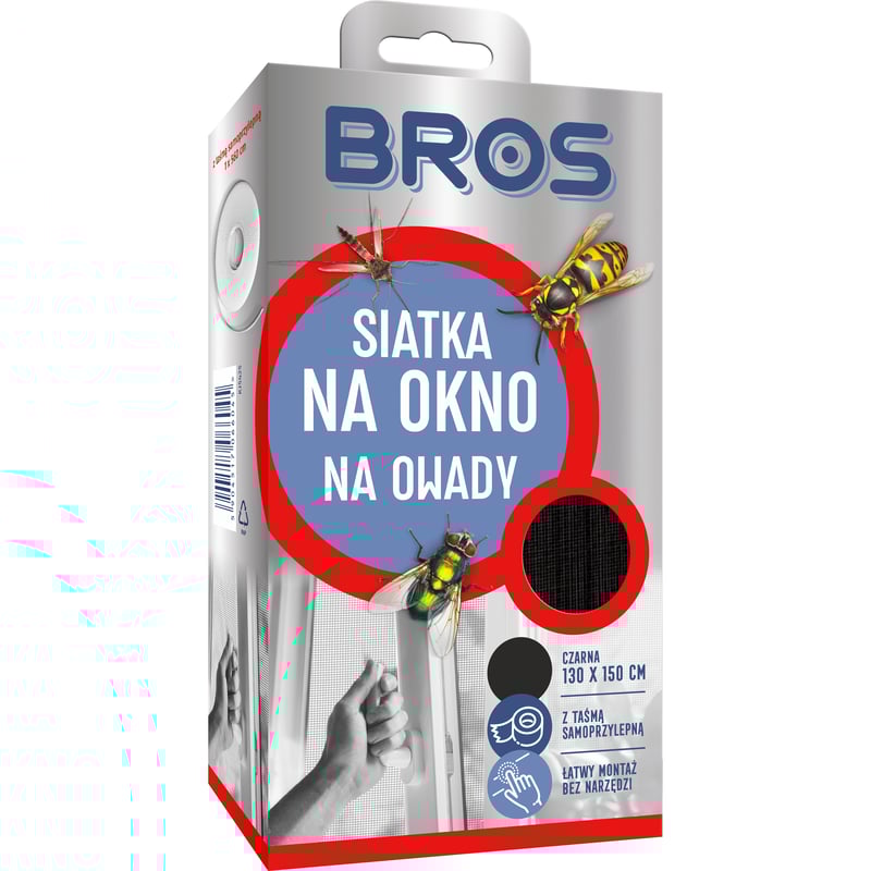 Moskitiera na okno 130x150 cm Czarna Bros