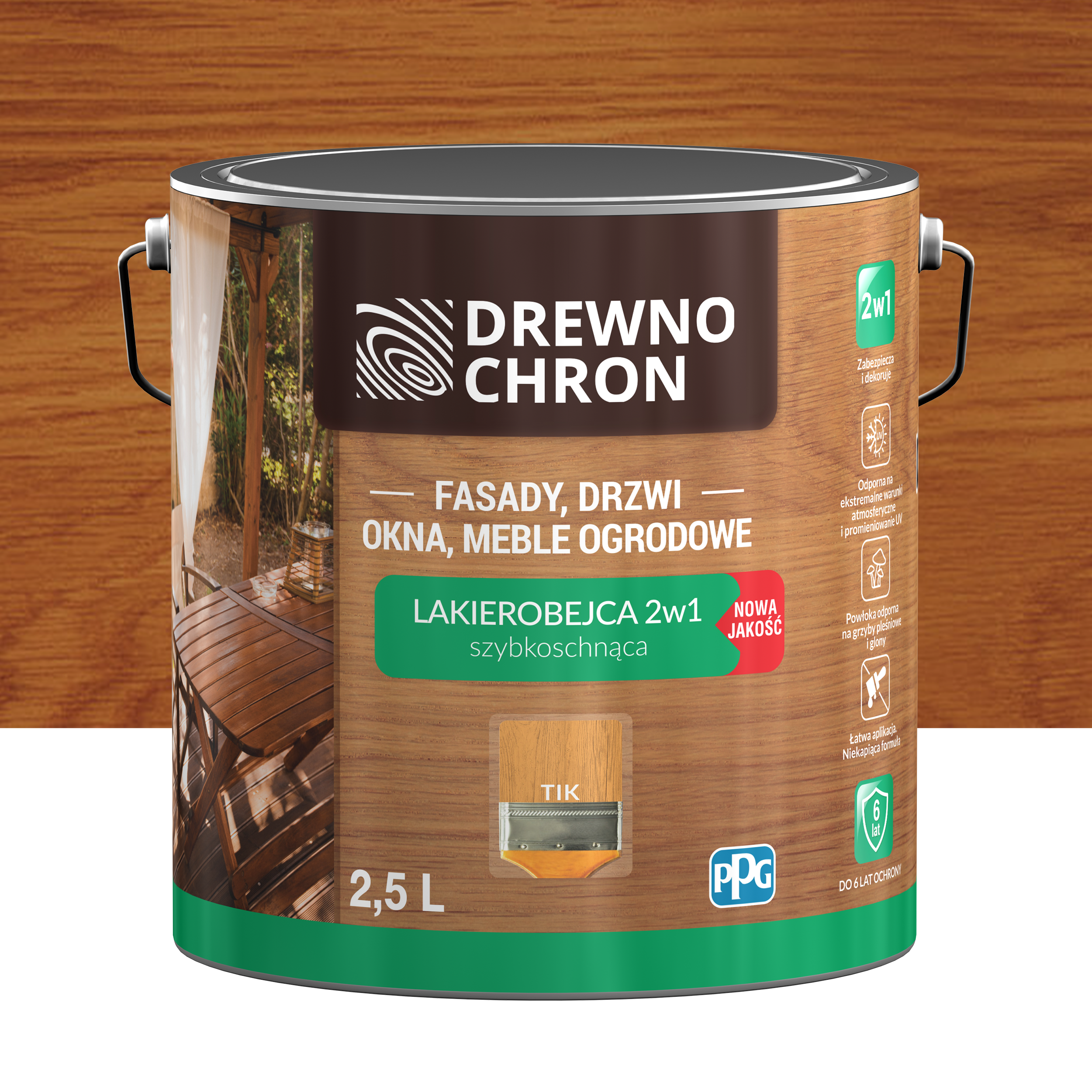 Lakierobejca Ochronno-dekoracyjna 2.5 l Teak Drewnochron