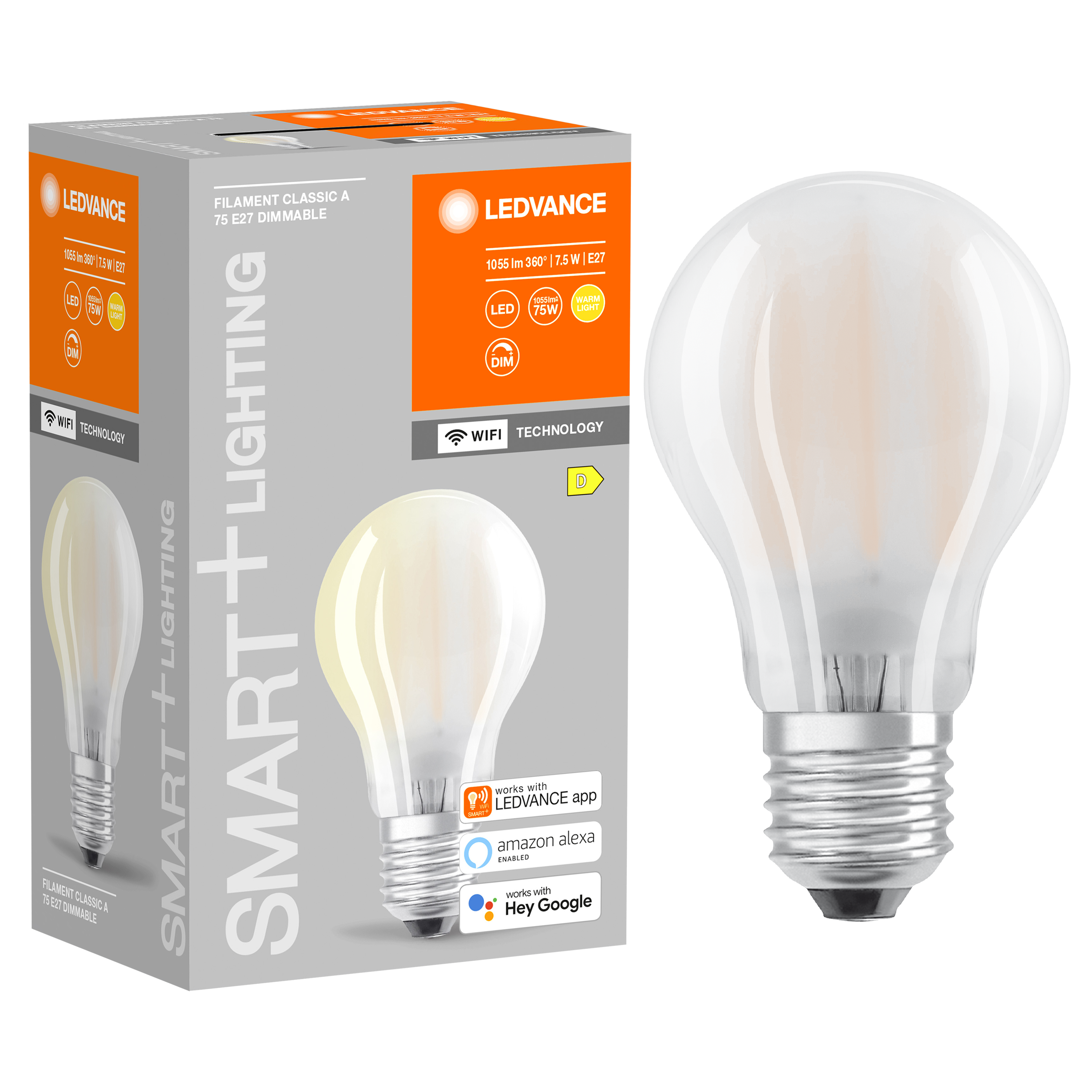 Żarówka Smart LED E27 7,5 W = 75 W 1055 lm Ciepła biel DIM Ledvance