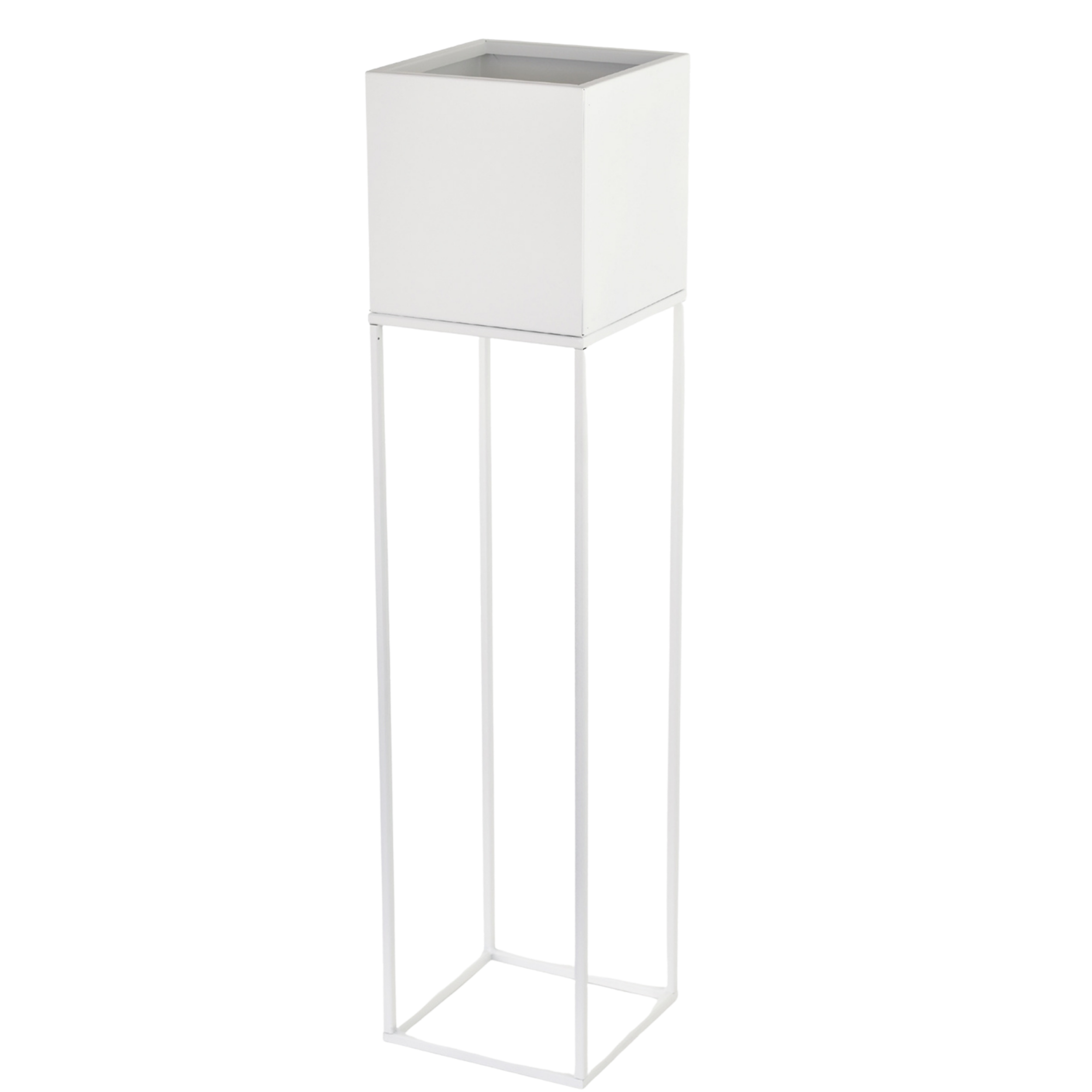 Kwietnik osłonka stojak Lorient 20x20x87 cm metalowy biały loft