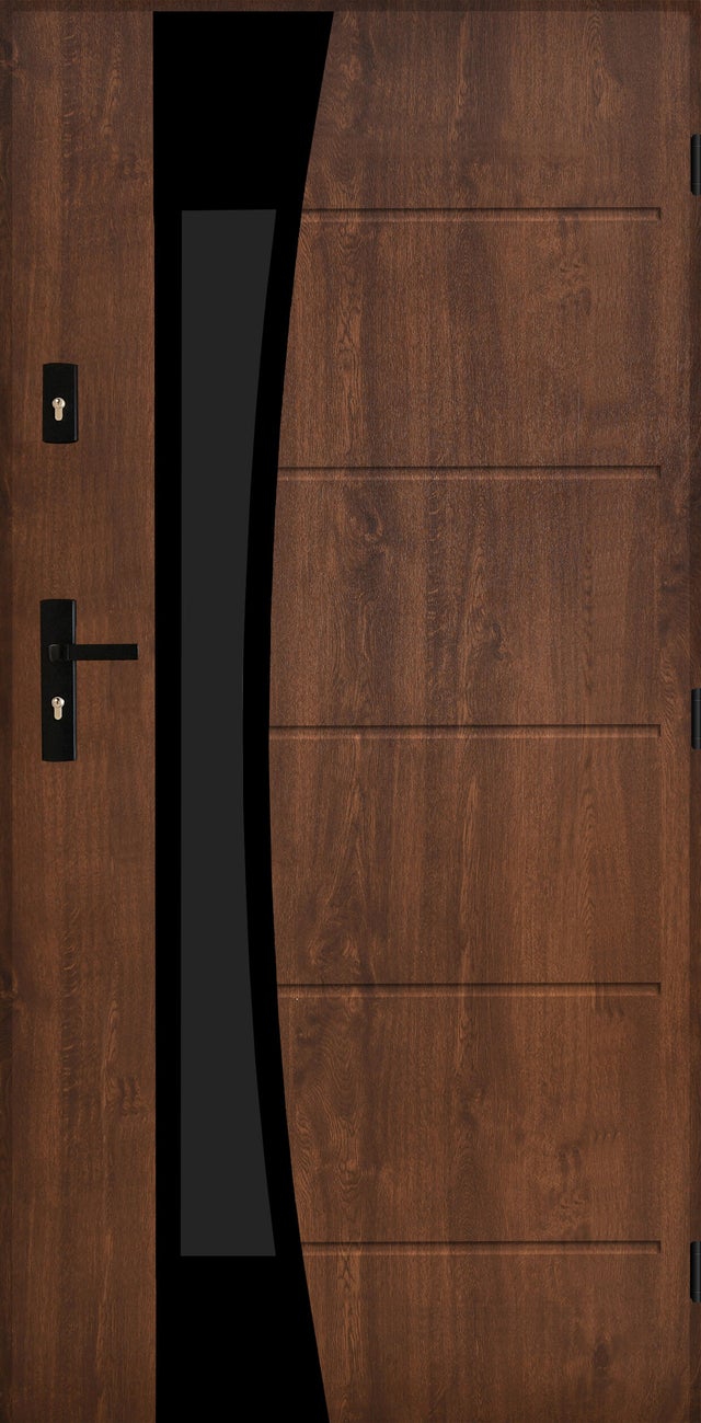 Drzwi zewnętrzne Lyon Black prawe 90 cm orzech