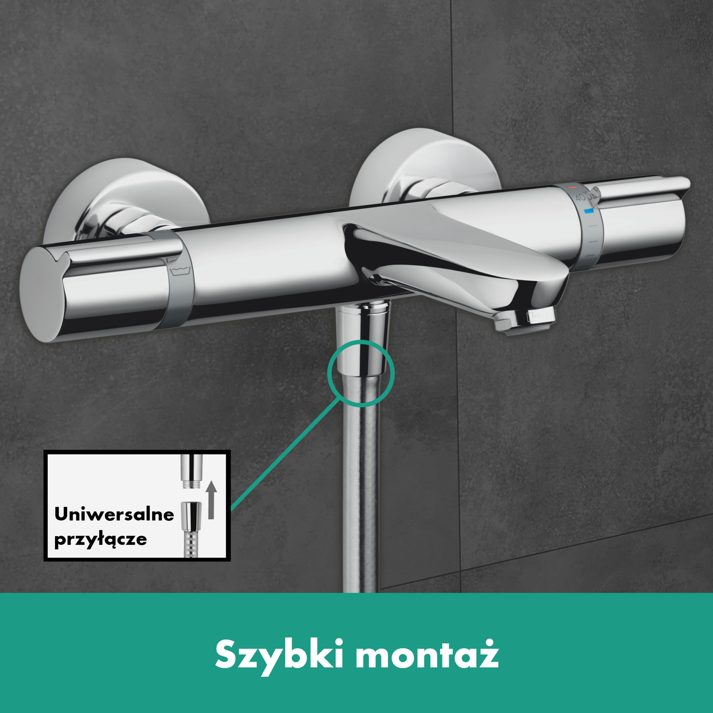 Bateria wannowa chrom Ecostat Comfort Hansgrohe - 4