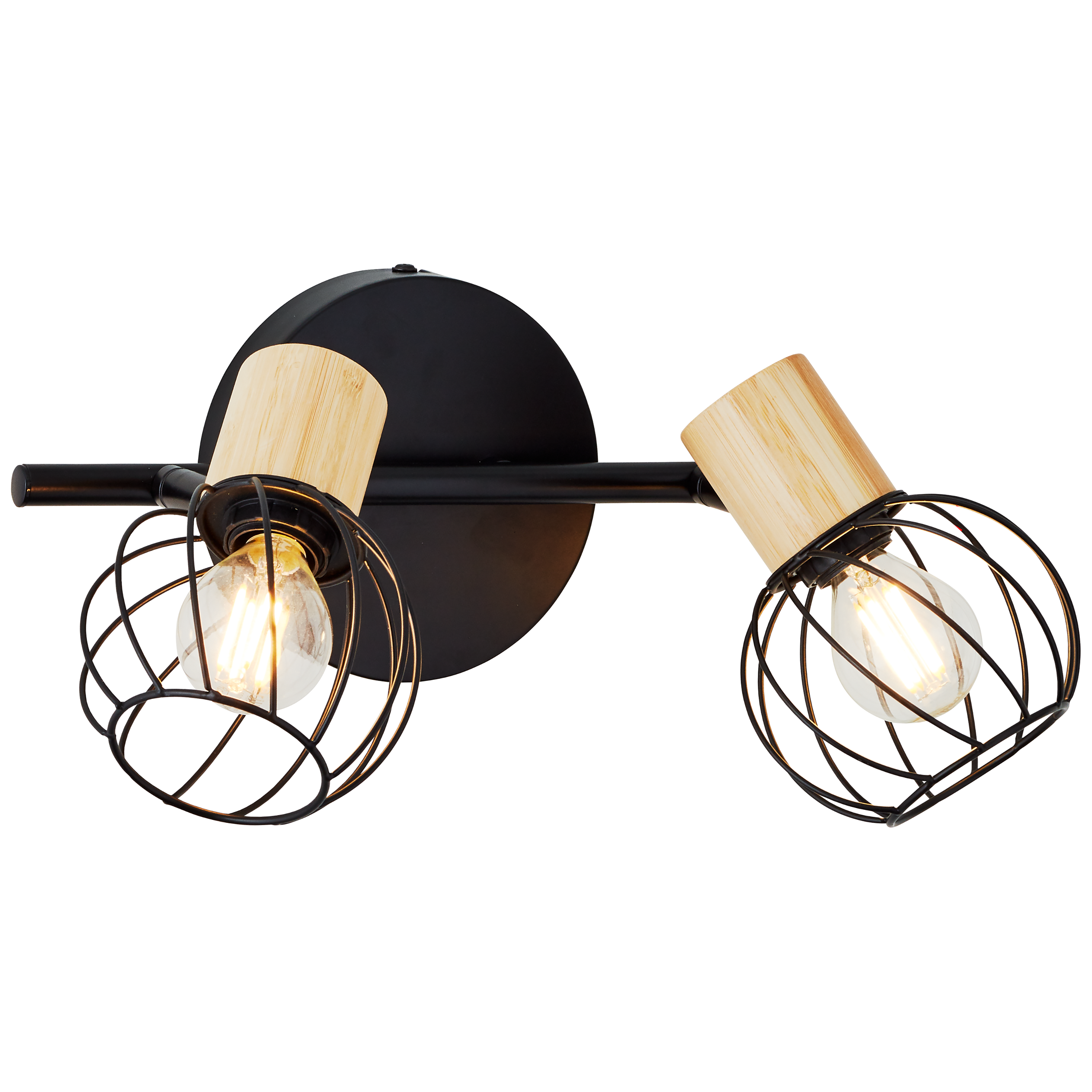 Foco decorativo INSPIRE MALLOW E14 D10CM 2 LÂMPADAS METAL PRETO/BAMBU - 28