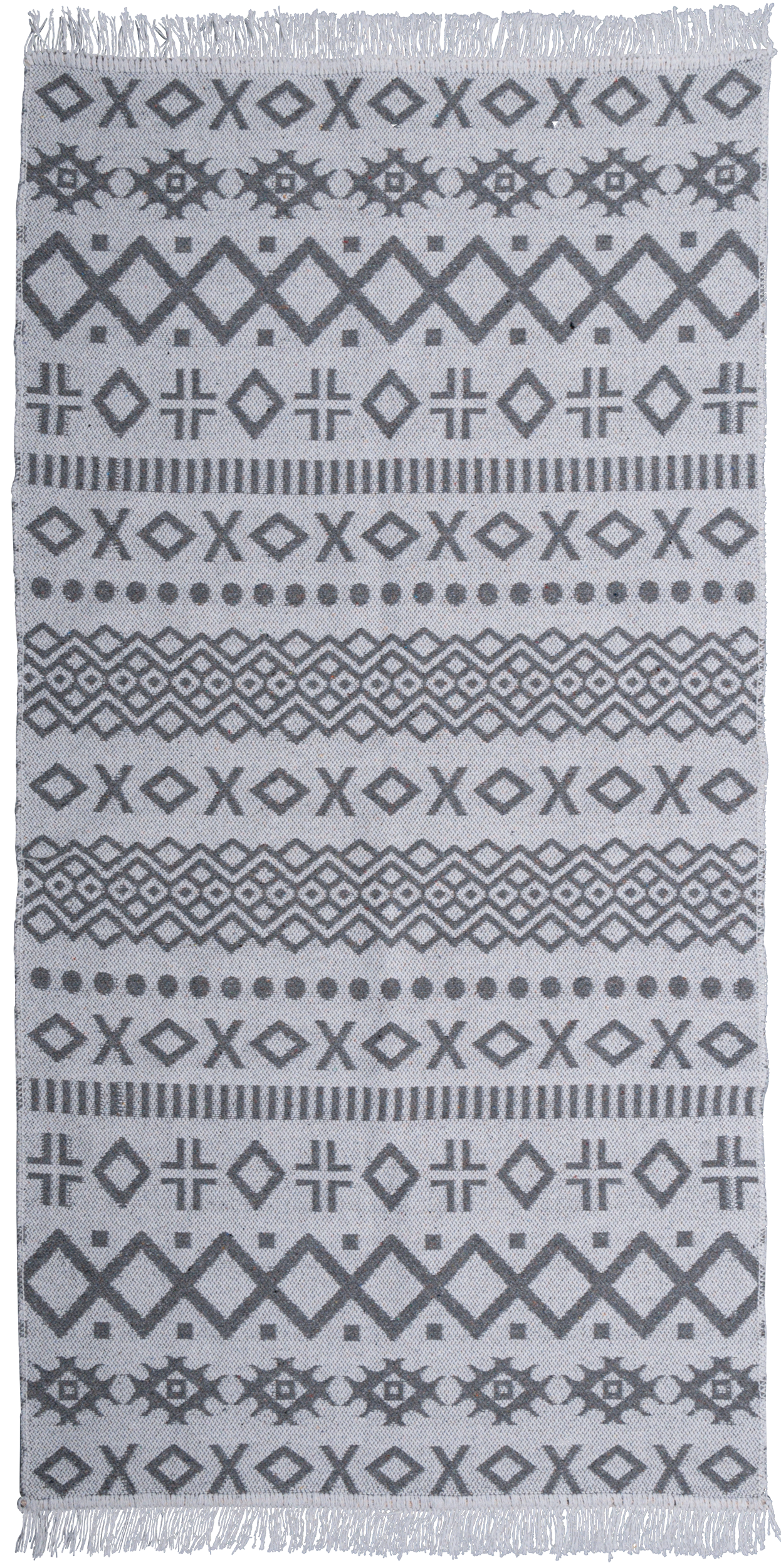 Dywan z frędzlami Kilim dwustronny szaro-biały 50 x 80 cm