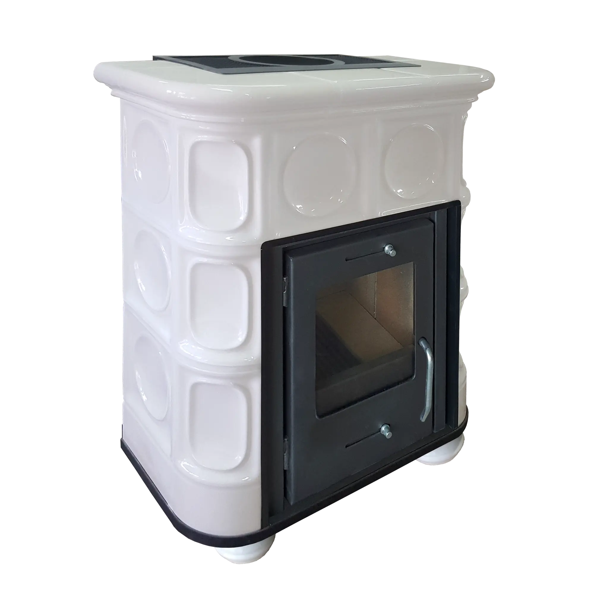 Piec kominkowy kaflowy Kris biały 8 kW Marmi-Decor