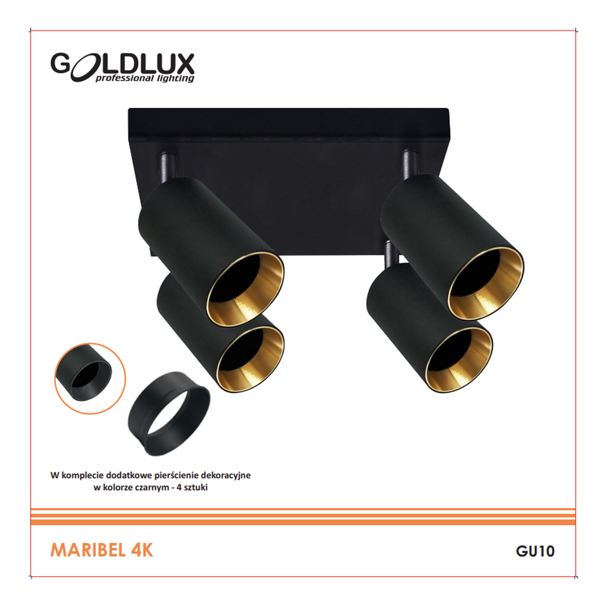 Plafon Maribel czarny 4 x GU10 Goldlux - 11
