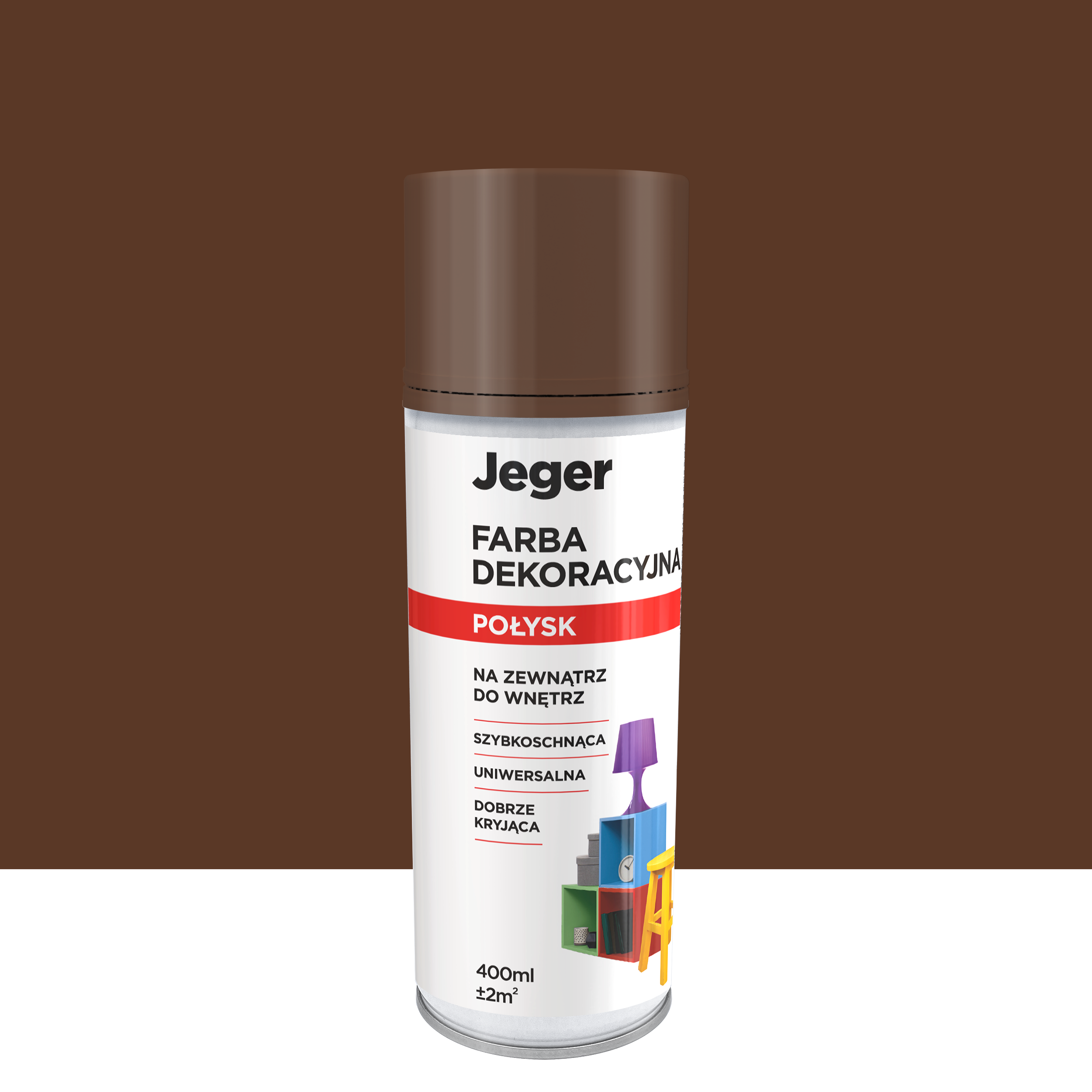 Spray kolor brąz 0.4 l połysk Jeger