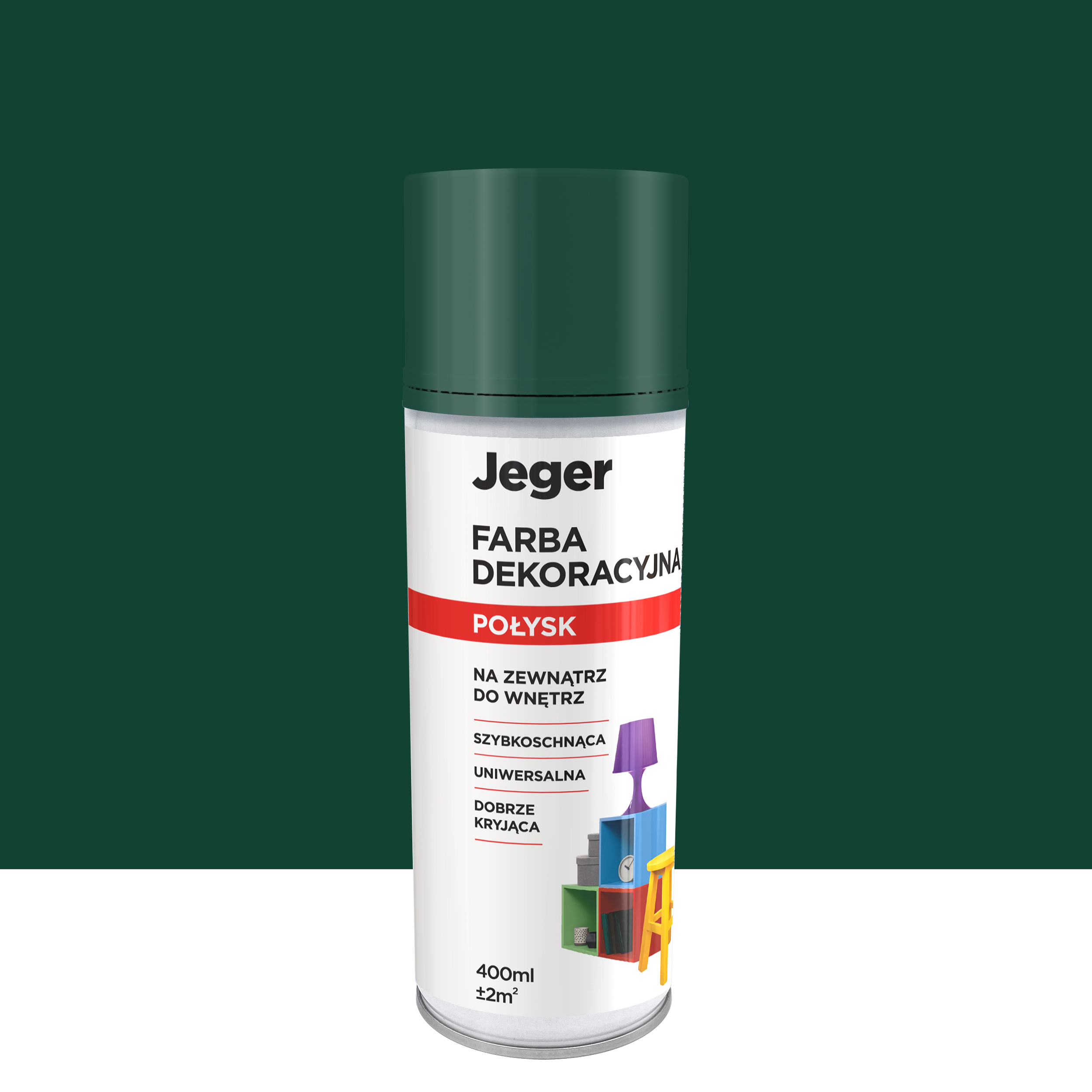Spray kolor zielony 0.4 l połysk Jeger