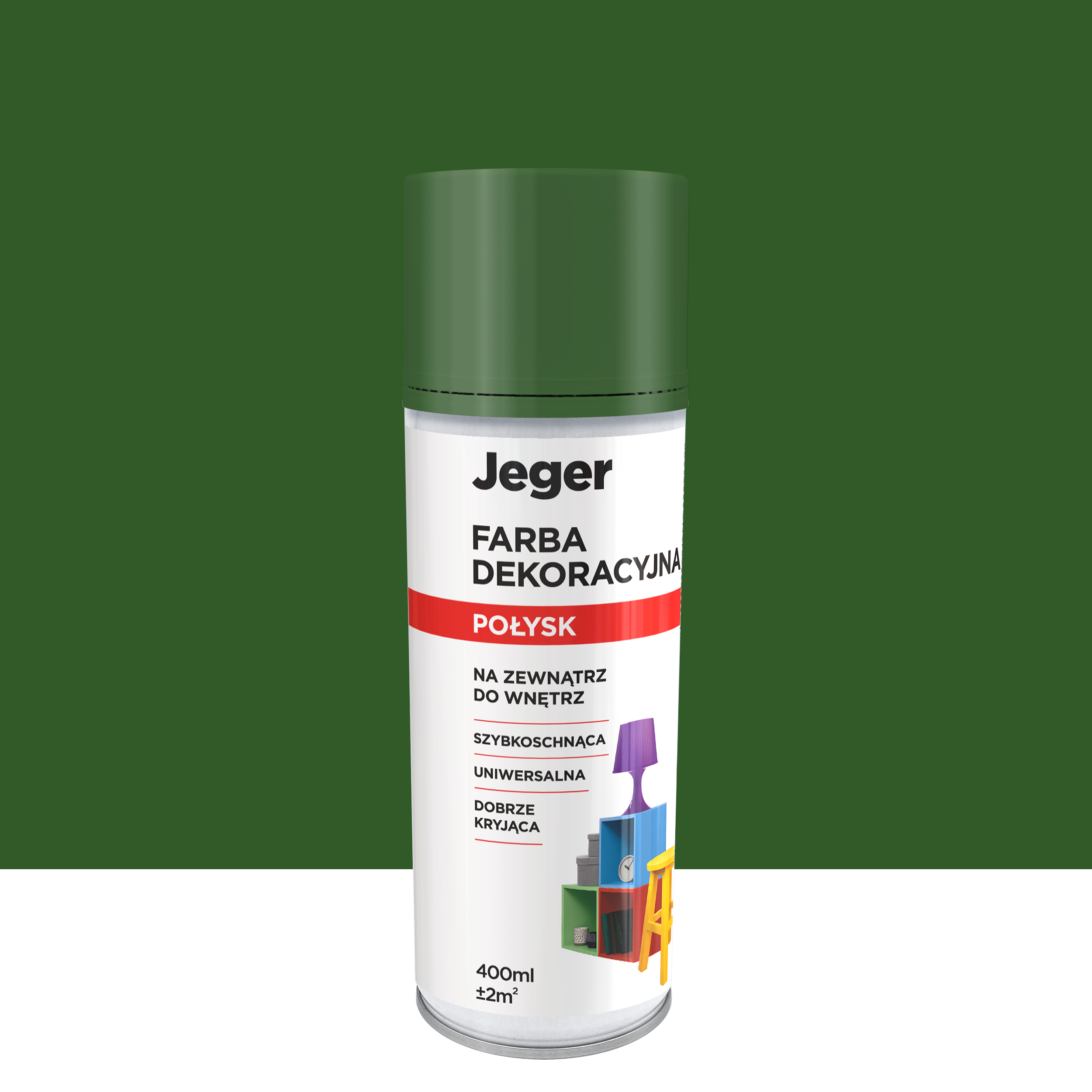 Spray 0.4 l zielony połysk Jeger