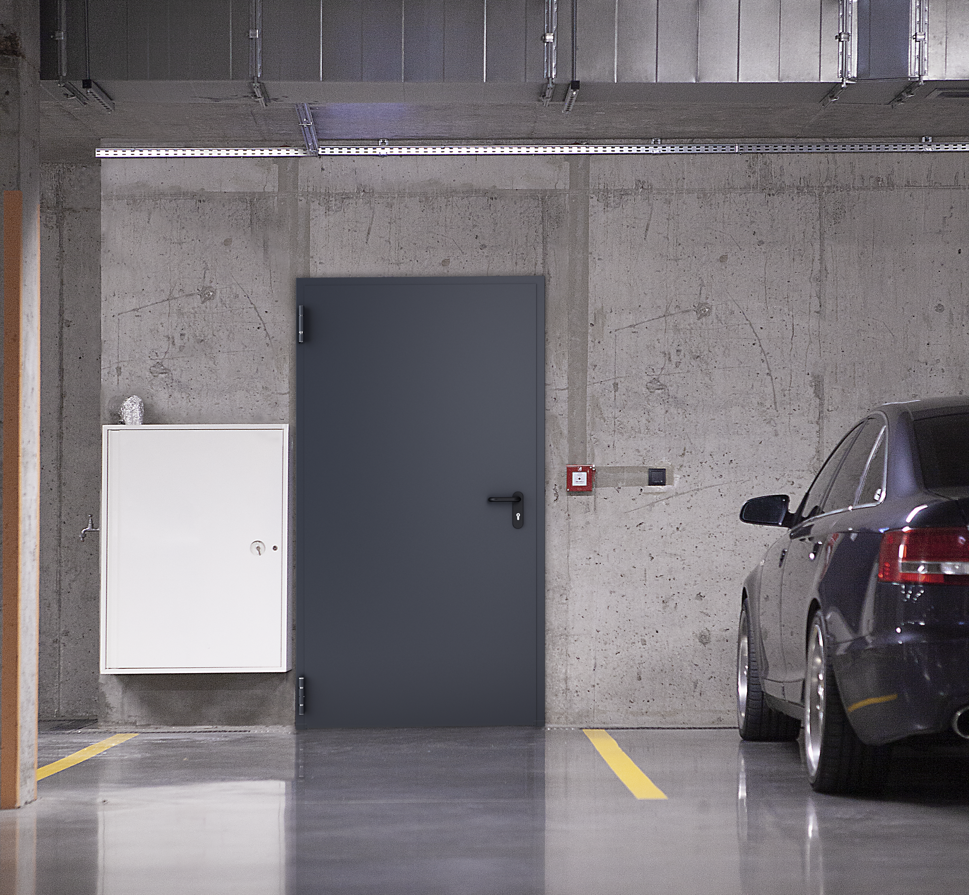 Drzwi przeciwpożarowe wewnętrzne EI30 antracytowe RAL 7016 90 lewe Wiśniowski - 2