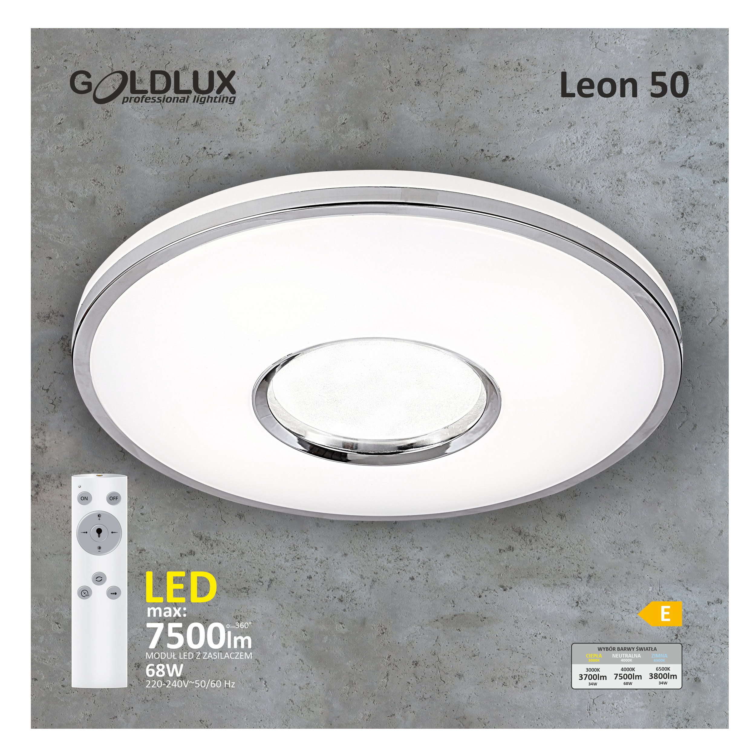 Plafon Leon z pilotem 49 cm biały 7500 lm LED Polux - 3