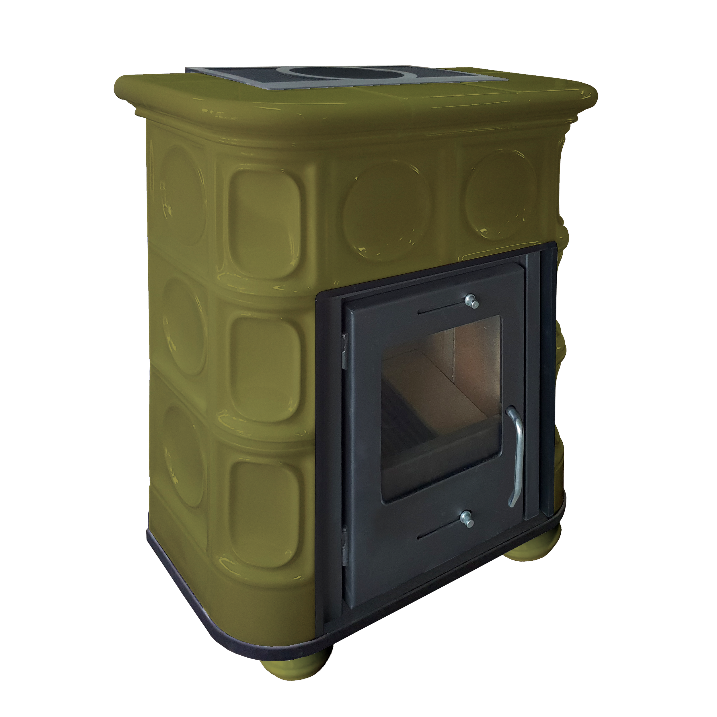 Piec kominkowy kaflowy Kris zielony 8 kW Marmi-Decor