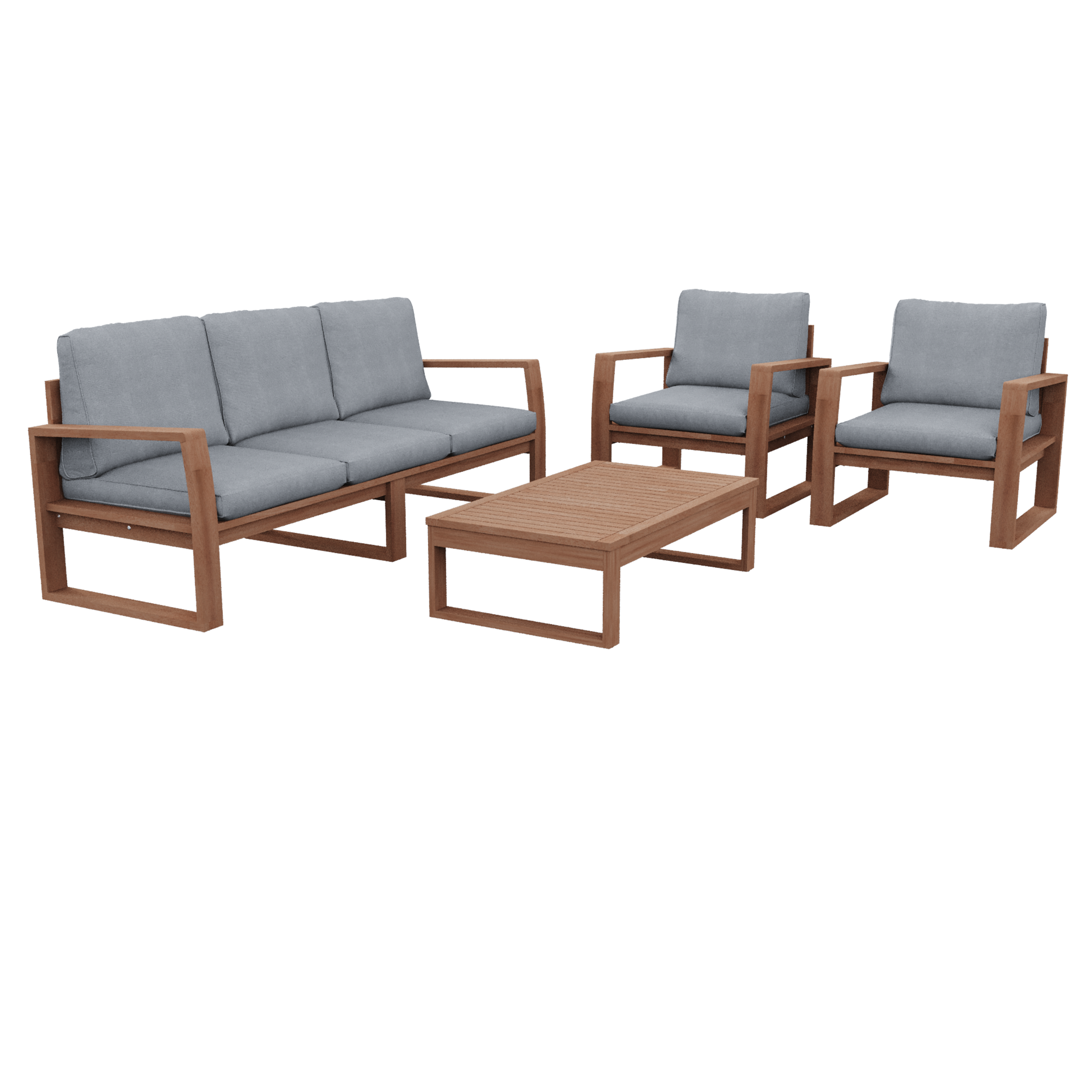 Salotto da giardino per 5 persone marrone Solaris NATERIAL con cuscini in poliestere grigio - 13