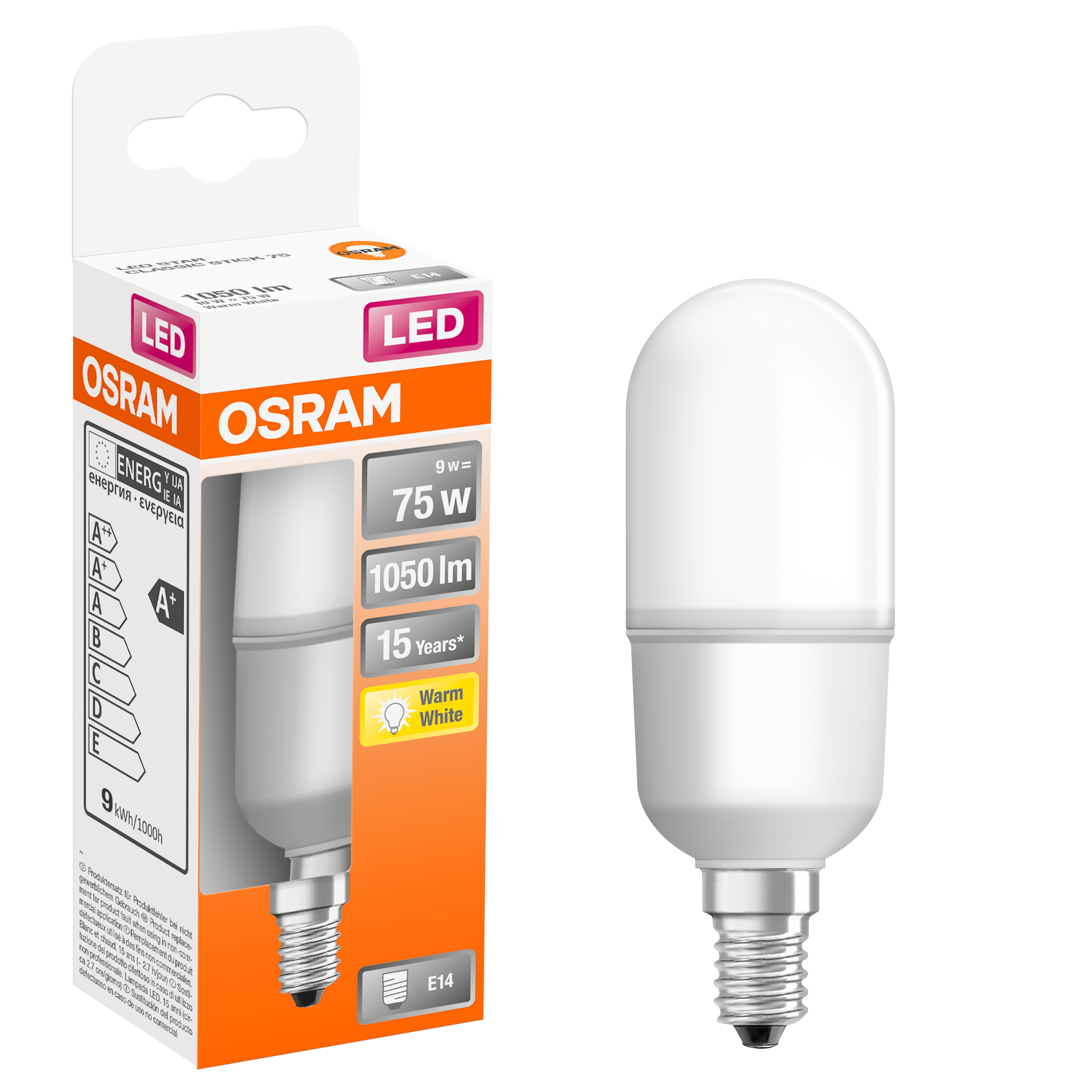 Żarówka LED E14 9 W = 75 W 1050 lm Ciepła biel Osram