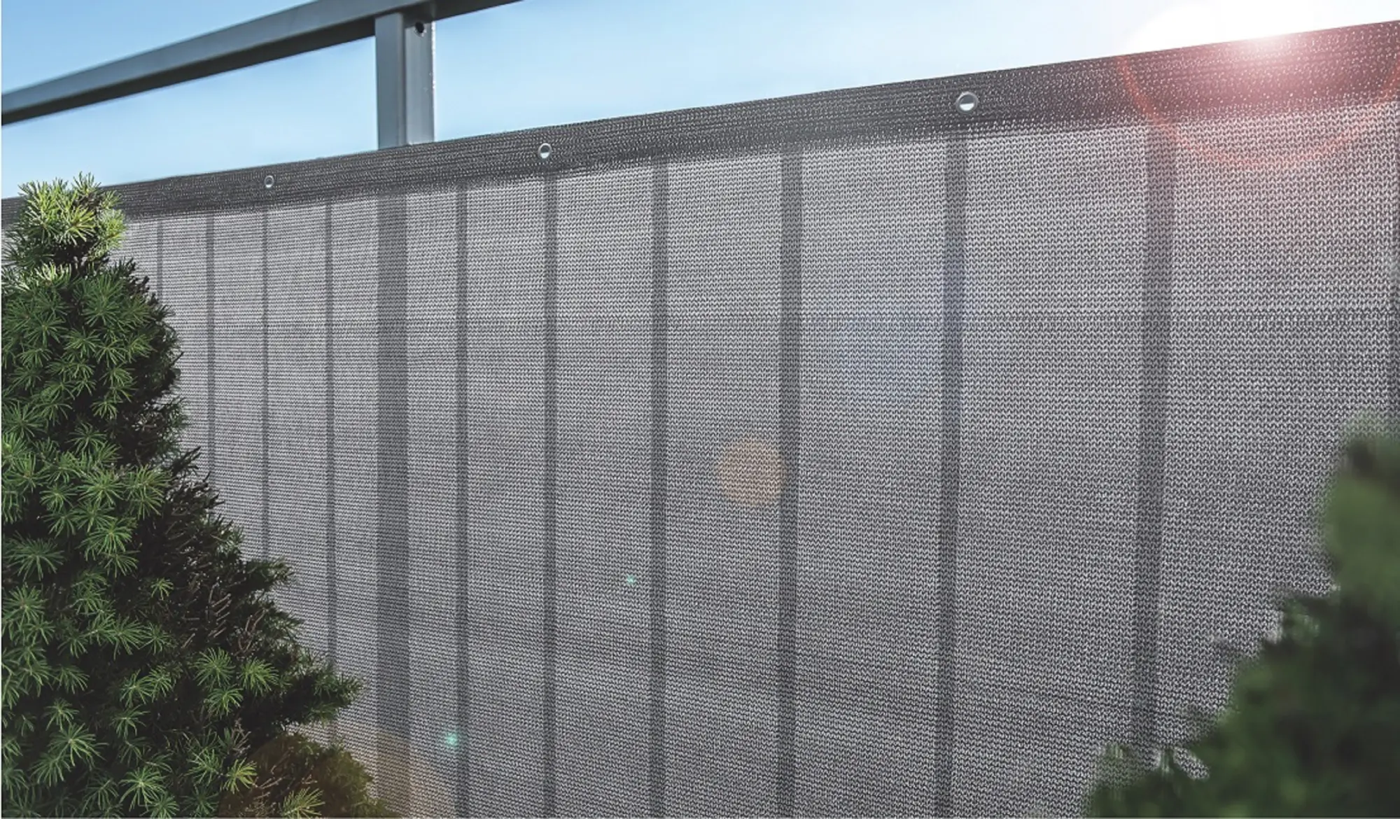 Osłona balkonowa oczkowana Deco 0.8x5 m 180g/m2 grafit Lustan - 2