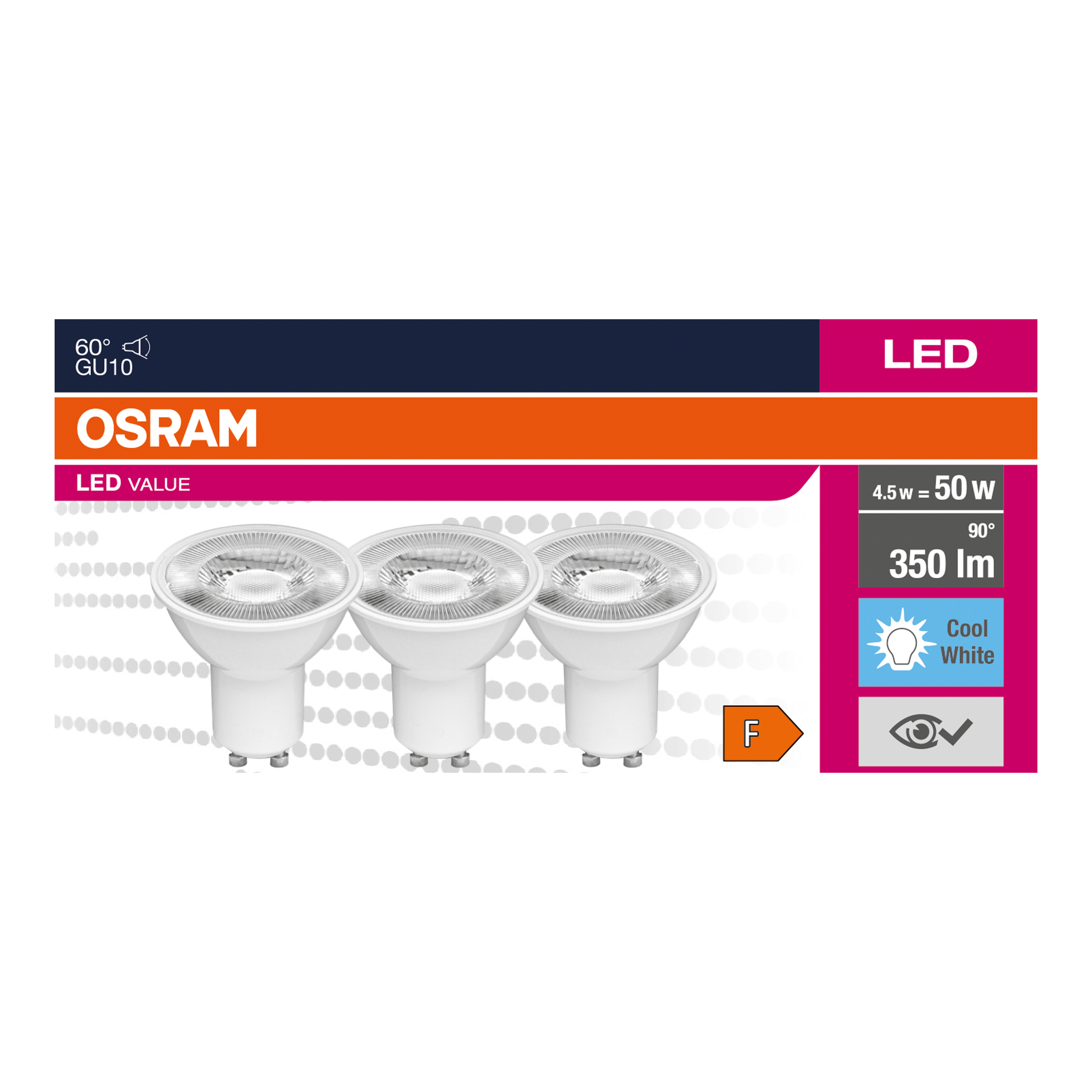 Żarówka LED 3 szt. GU10 4,5 W = 50 W 350 lm Neutralna biel Osram - 4