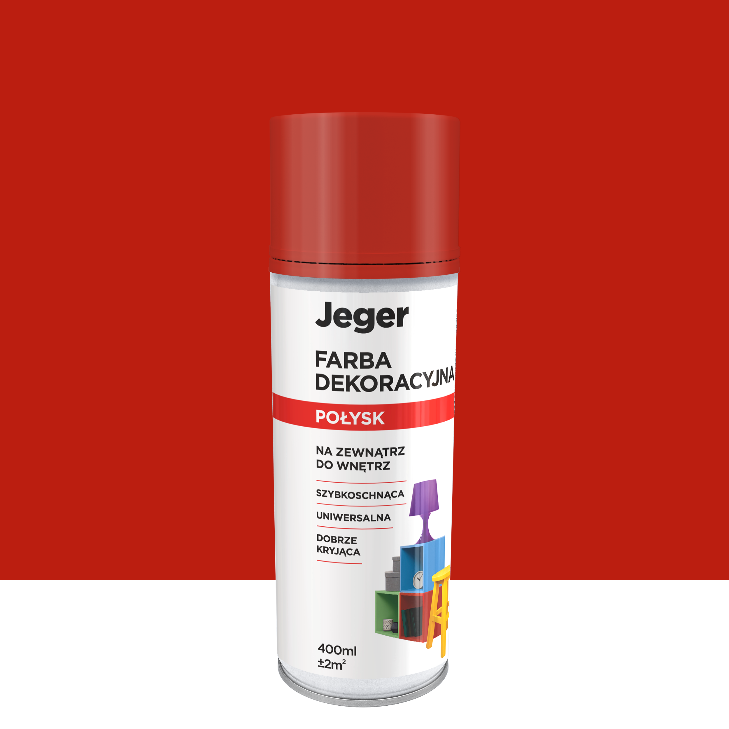 Spray 0.4 l czerwony połysk Jeger