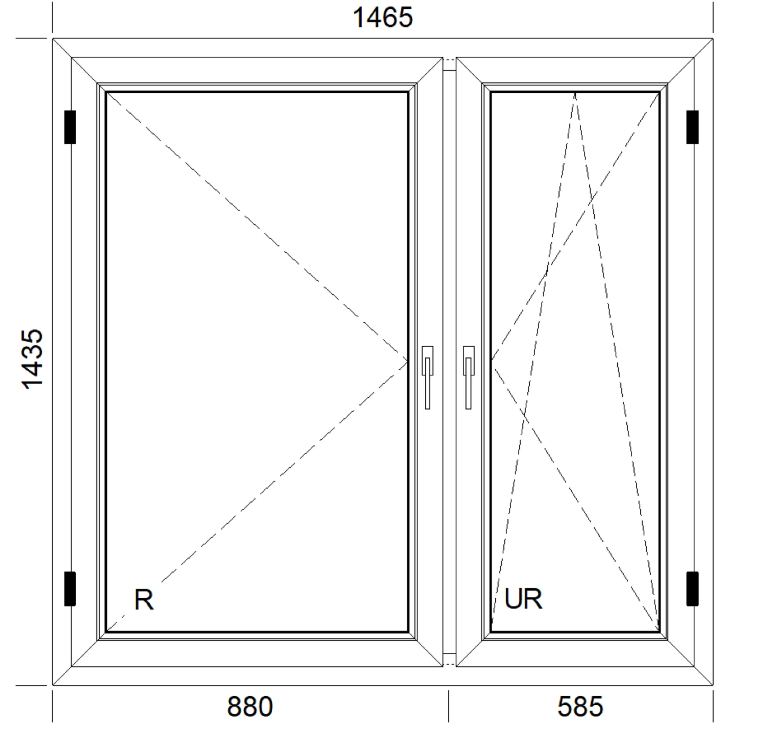 Okno PCV 2-szybowe fasadowe O34 białe 1465x1435 mm otwierane do wewnątrz prawe - 2