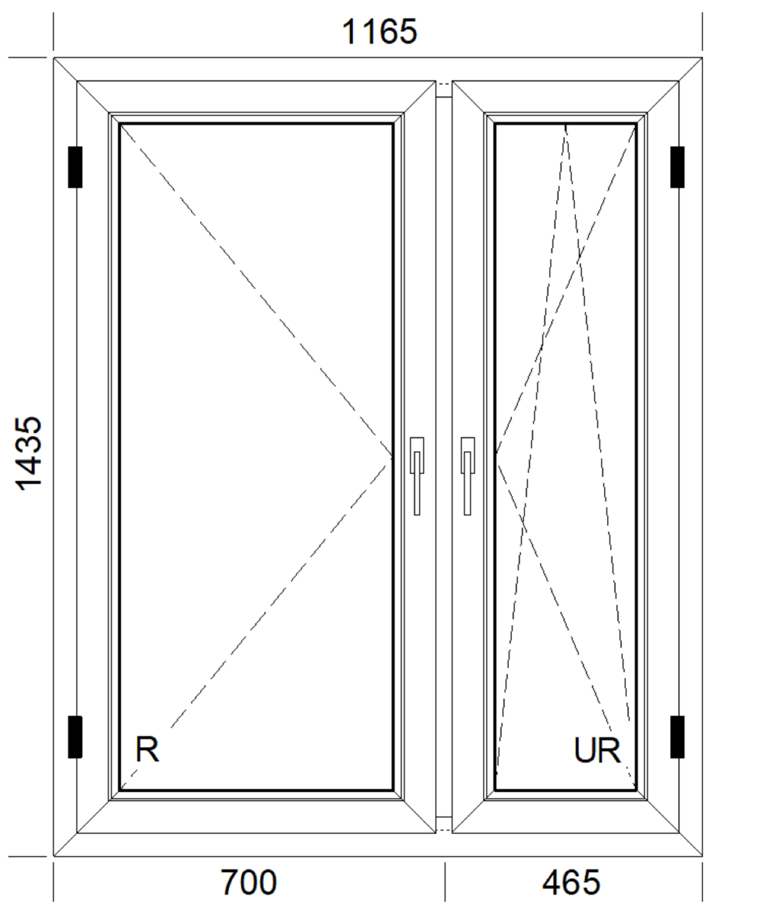 Okno PCV 3-szybowe fasadowe 85/O32A złoty dąb 1165x1435 mm otwierane do wewnątrz prawe