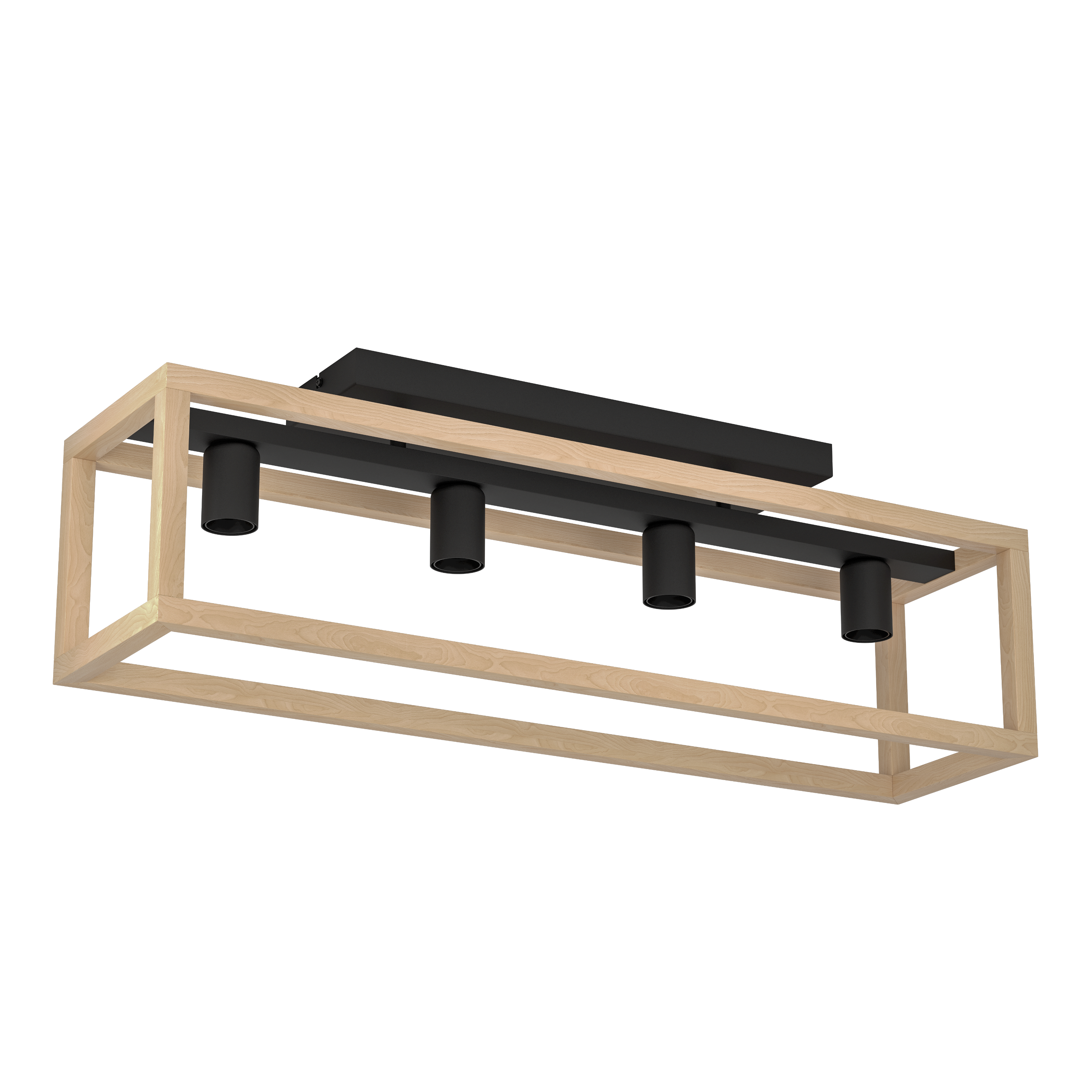 Lampa sufitowa Elgort czarna z drewnem 4 x E27 Inspire - 2