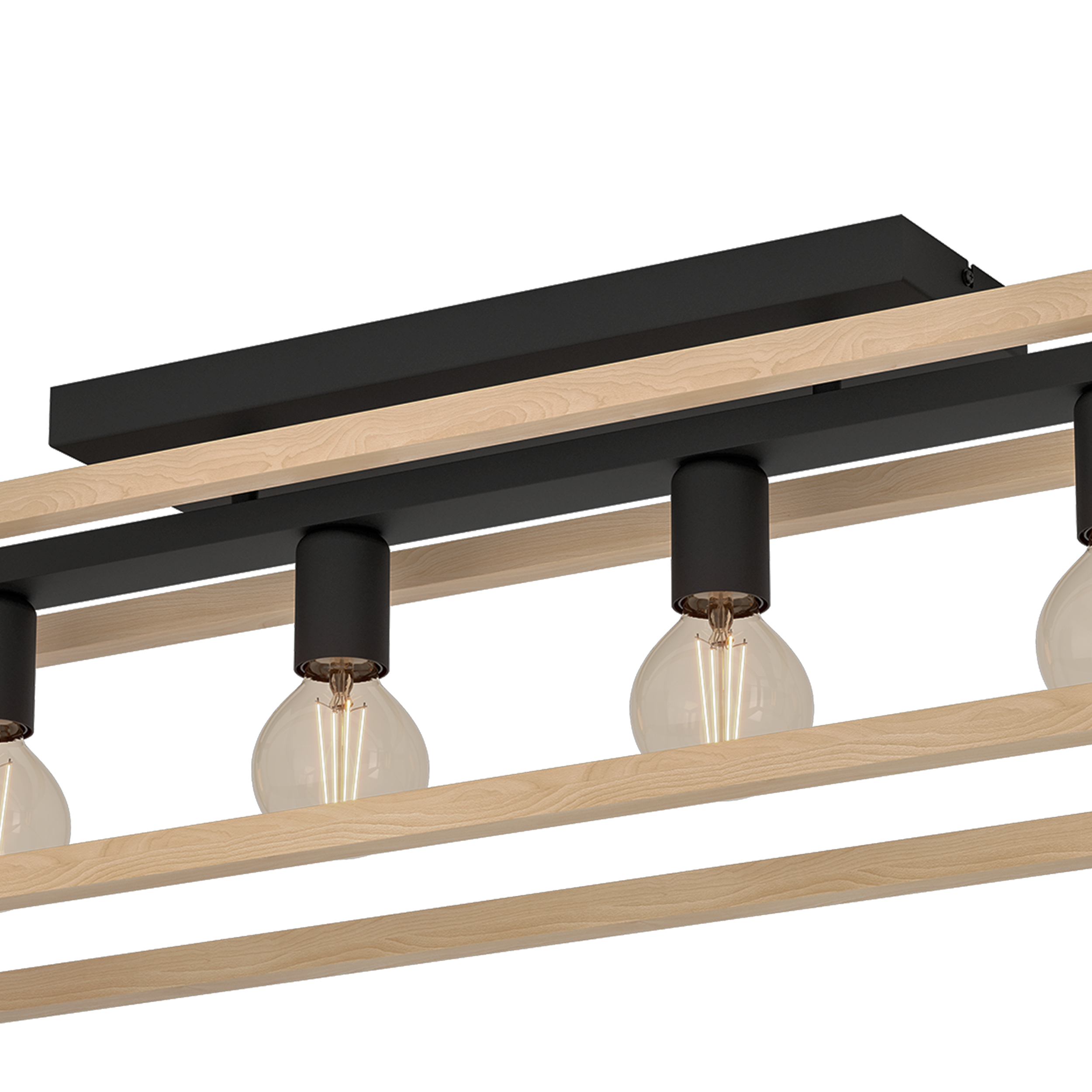Lampa sufitowa Elgort czarna z drewnem 4 x E27 Inspire - 11