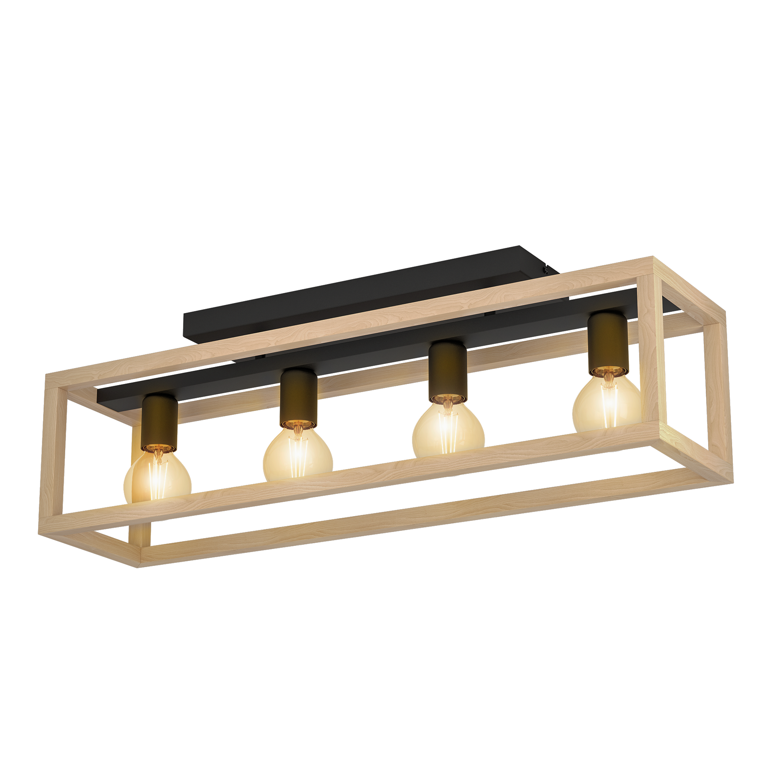 Lampa sufitowa Elgort czarna z drewnem 4 x E27 Inspire - 8