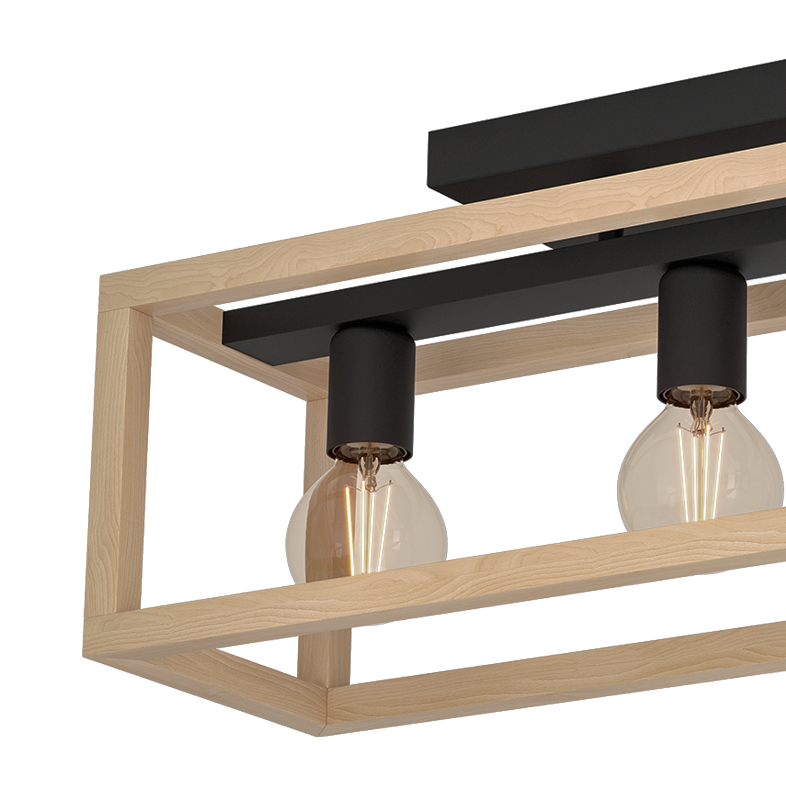 Lampa sufitowa Elgort czarna z drewnem 4 x E27 Inspire - 10