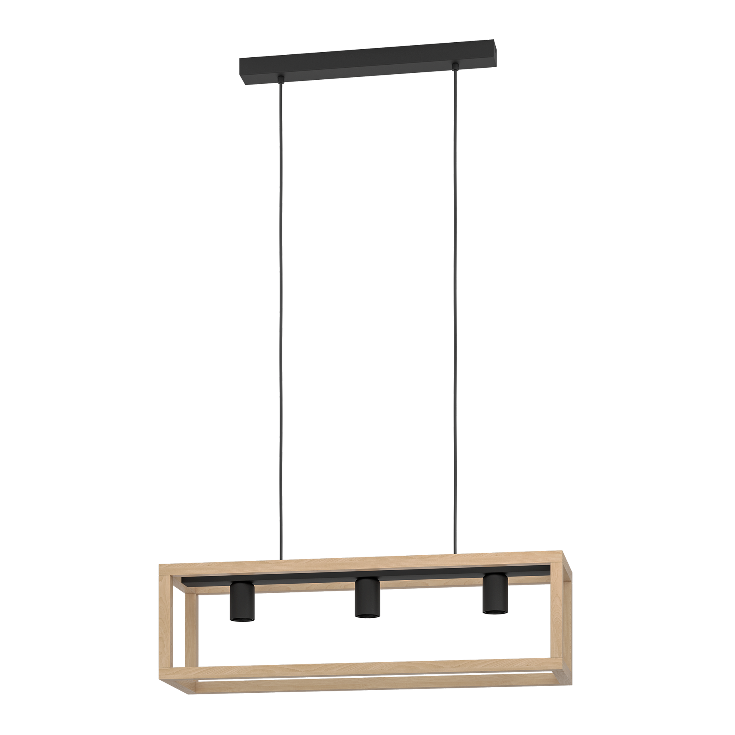 Lampa wisząca Elgort czarna z drewnem 3 x E27 Inspire - 2