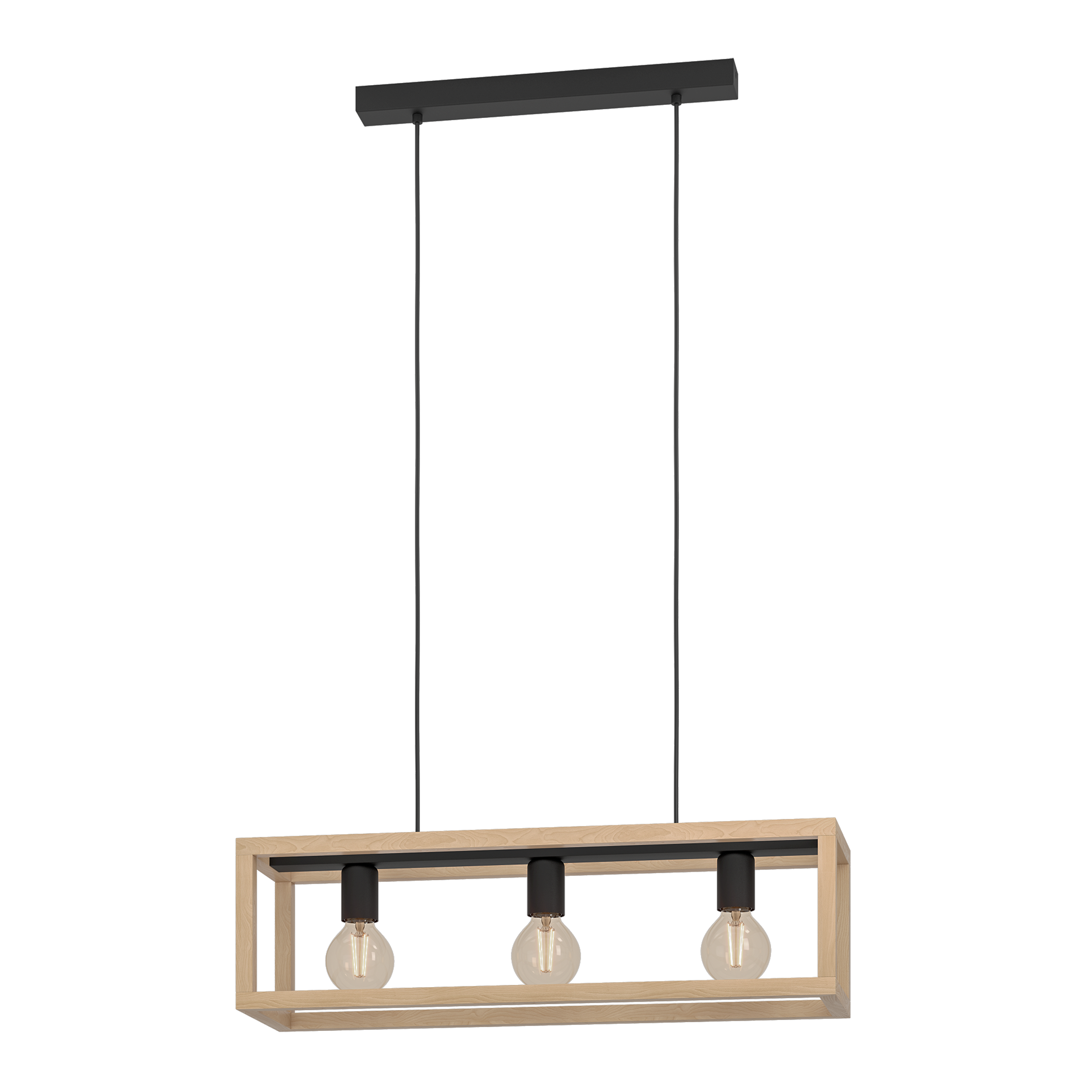 Lampa wisząca Elgort czarna z drewnem 3 x E27 Inspire - 10