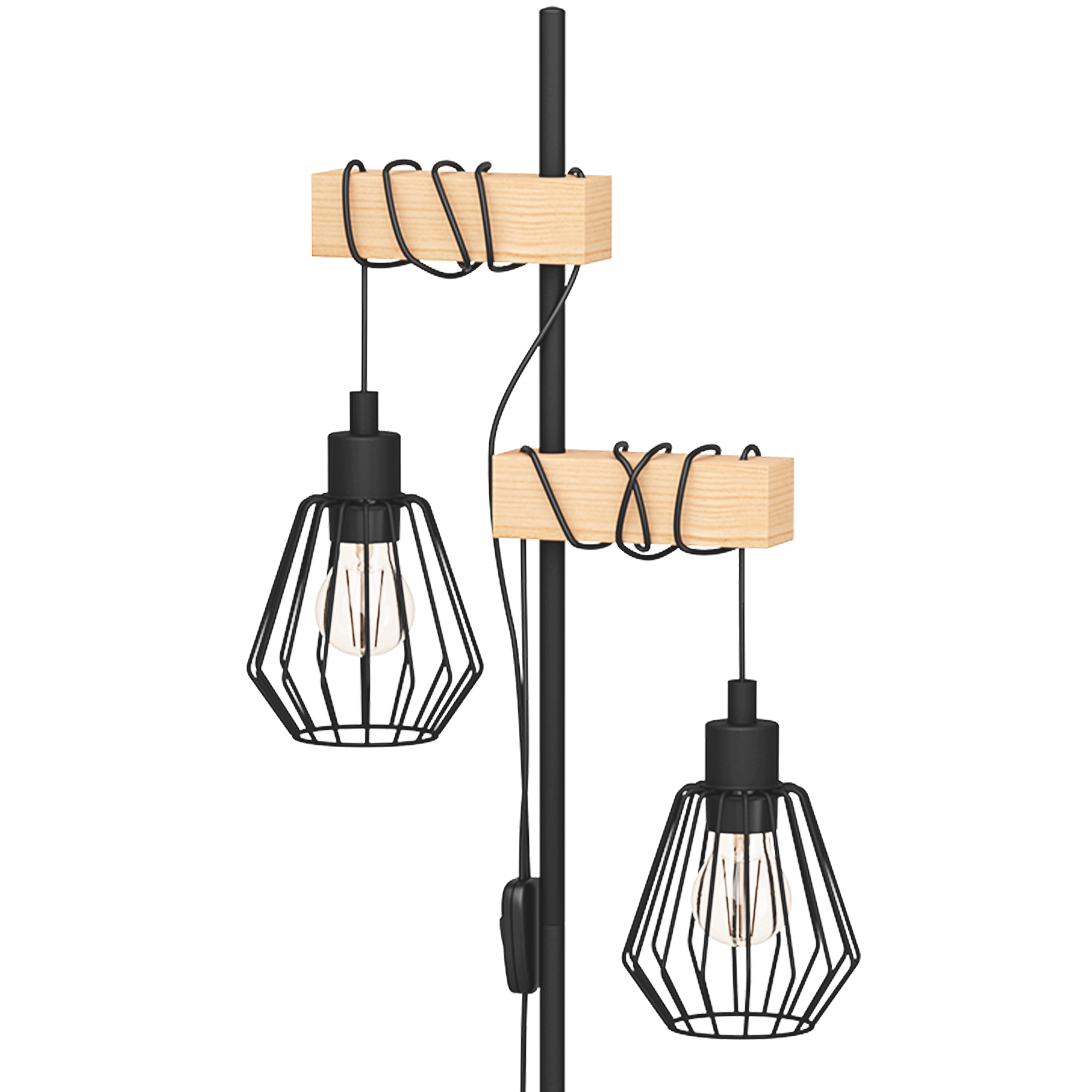 Lampa podłogowa Tabodi czarna z drewnem 2 x E27 Inspire - 13